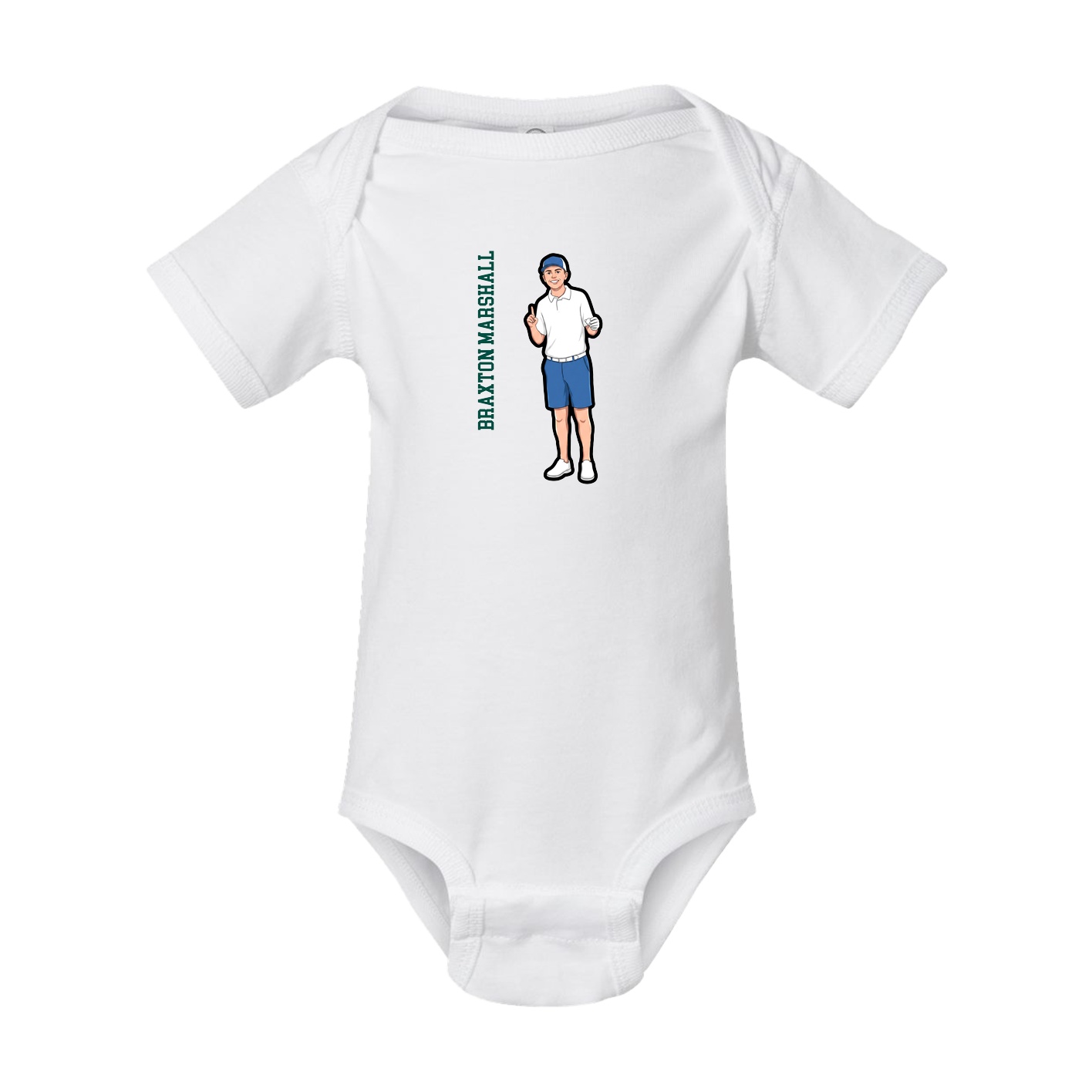 Baby Onesie — Name Vertical in White