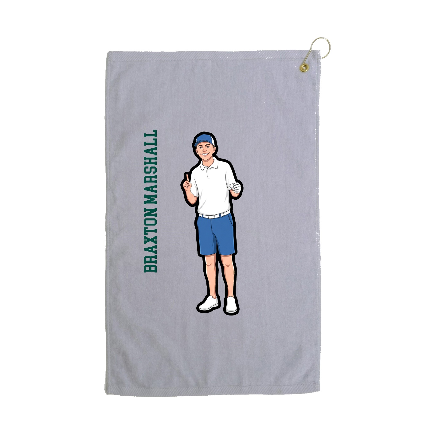 Golf Towel — Name Vertical in Grey