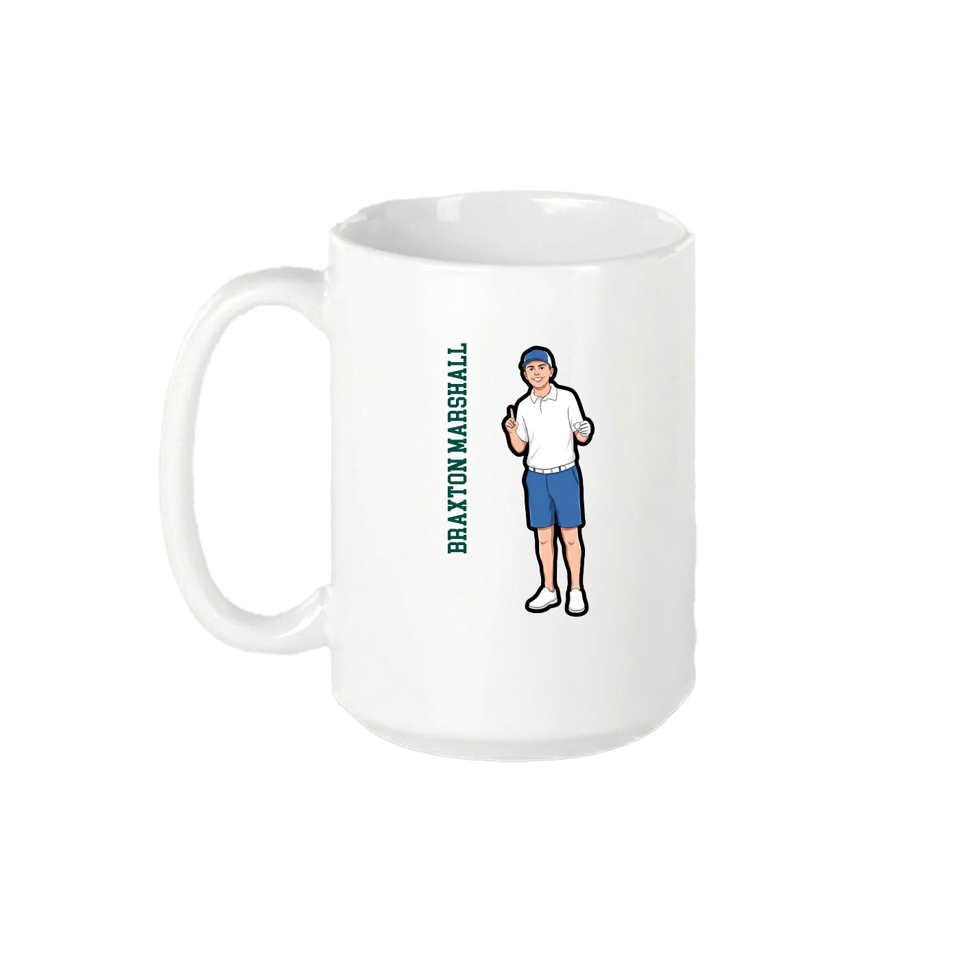 15oz Coffee Mug — Name Vertical in White