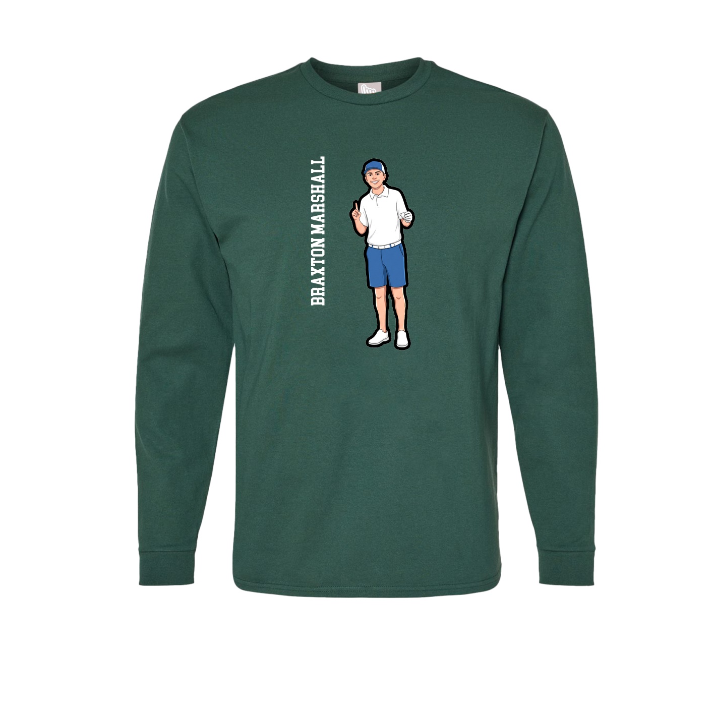 Long Sleeve Tee — Name Vertical in Green
