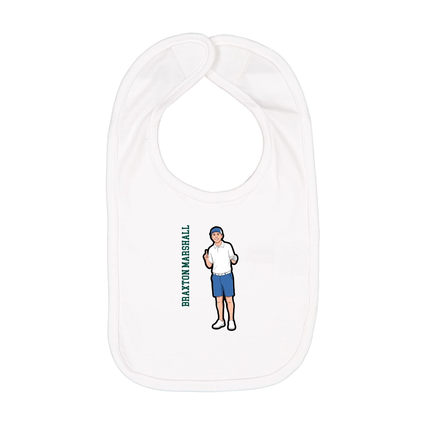 Infant Bib — Name Vertical in White
