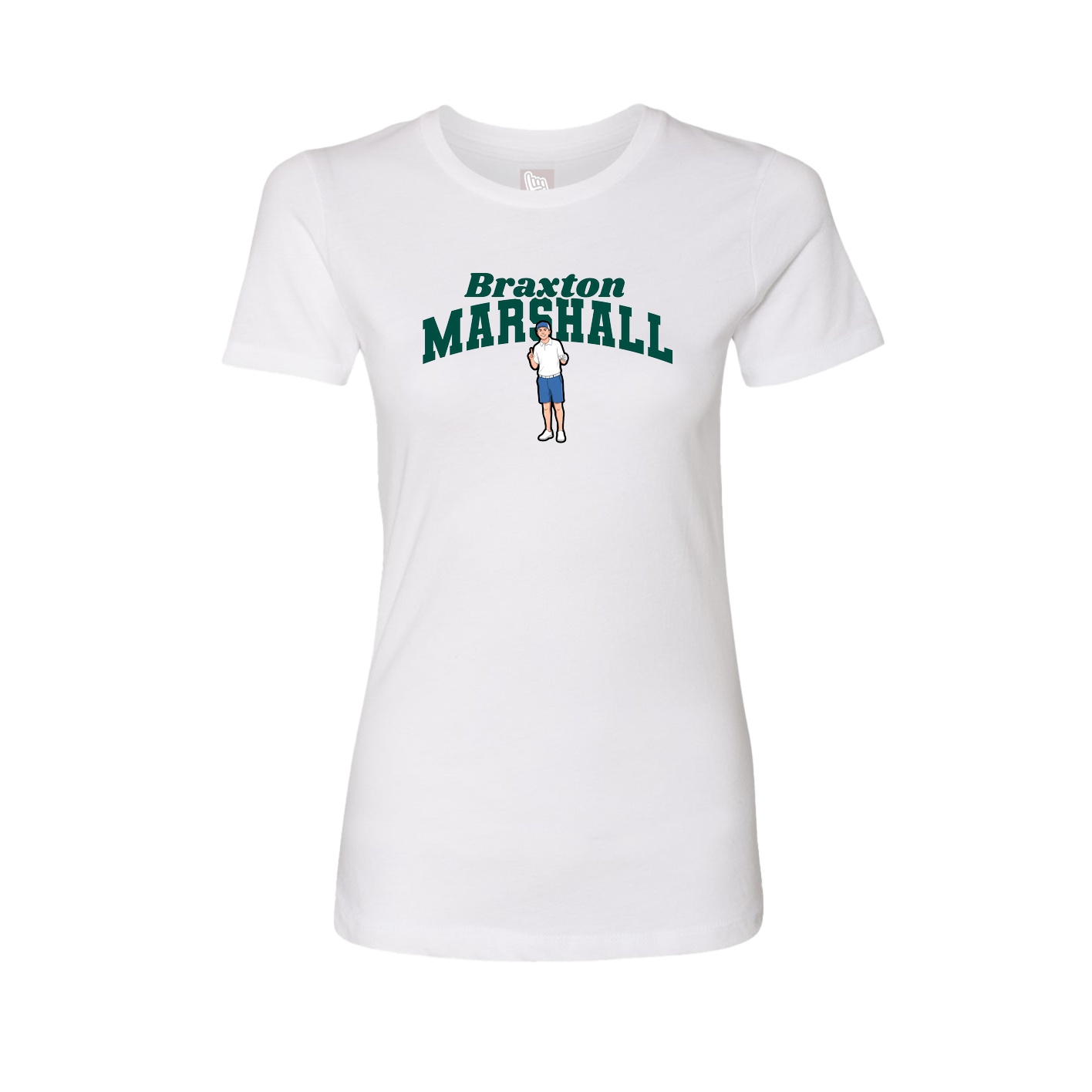 Fitted Women's Tee — Signature Arch in White