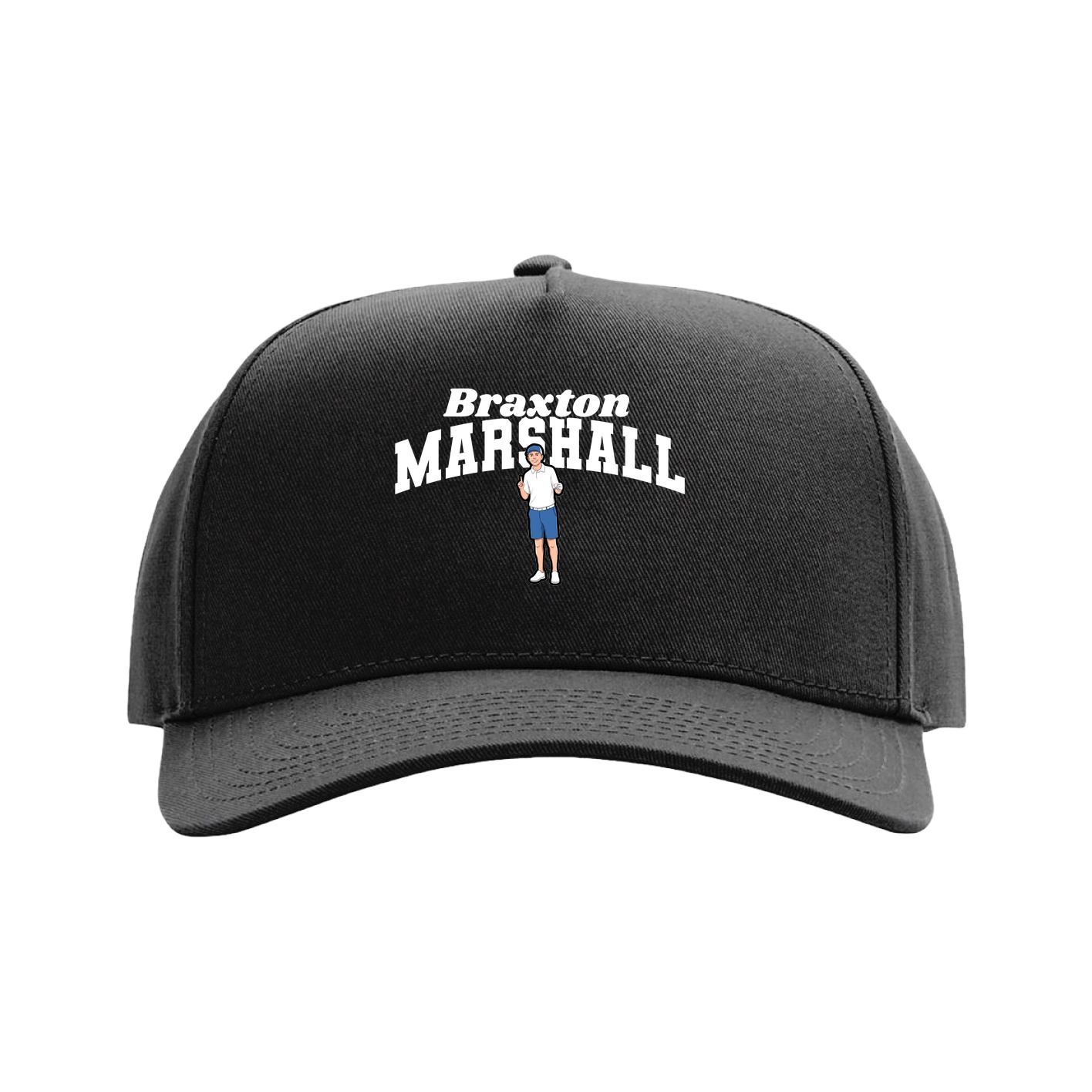 Full Fabric Five-Panel Champ Cap — Signature Arch in Black