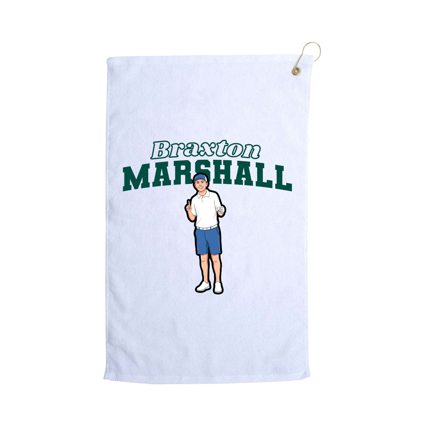 Golf Towel — Name Arch in White