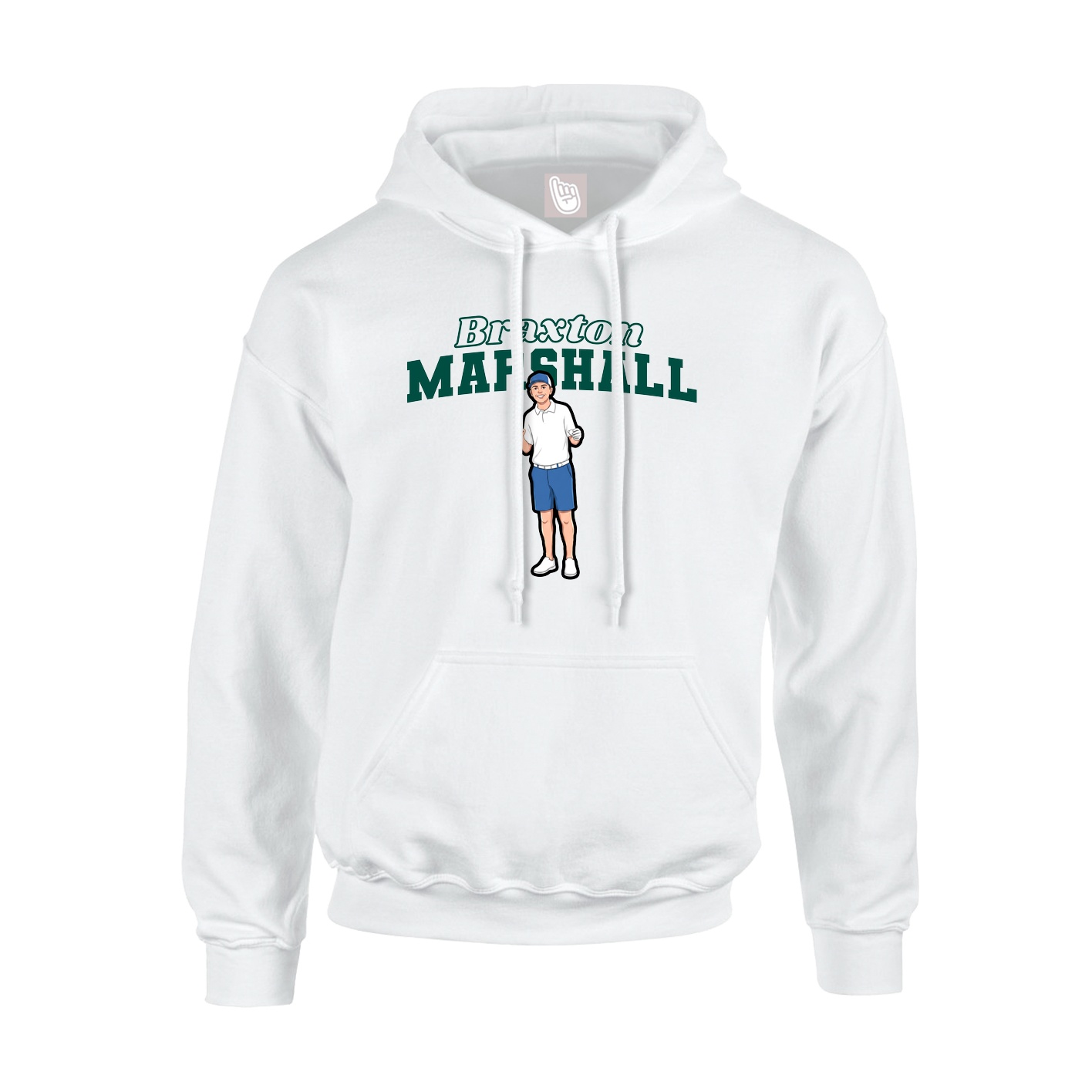Youth Hoodie — Name Arch in White