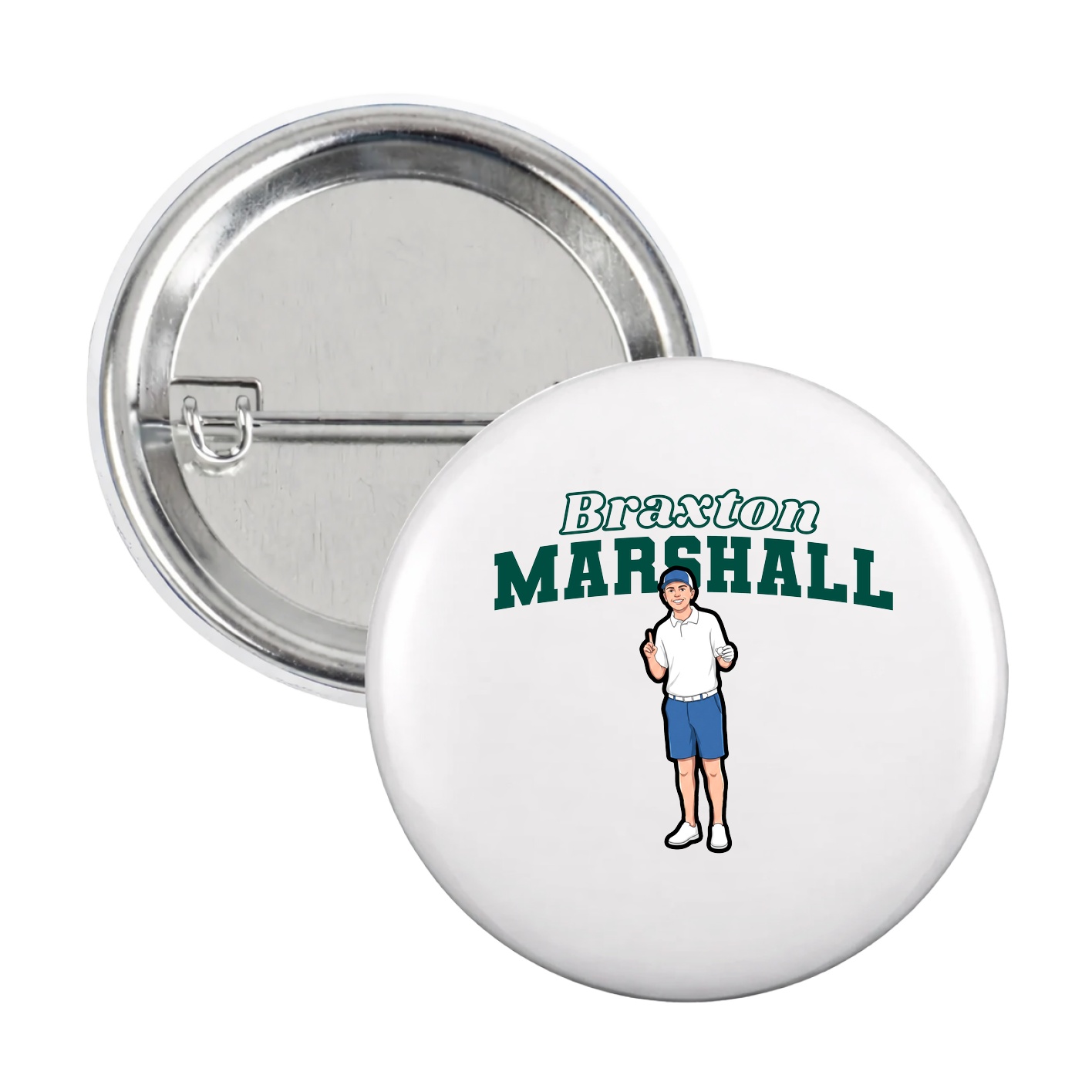 Game Day Button — Name Arch in White