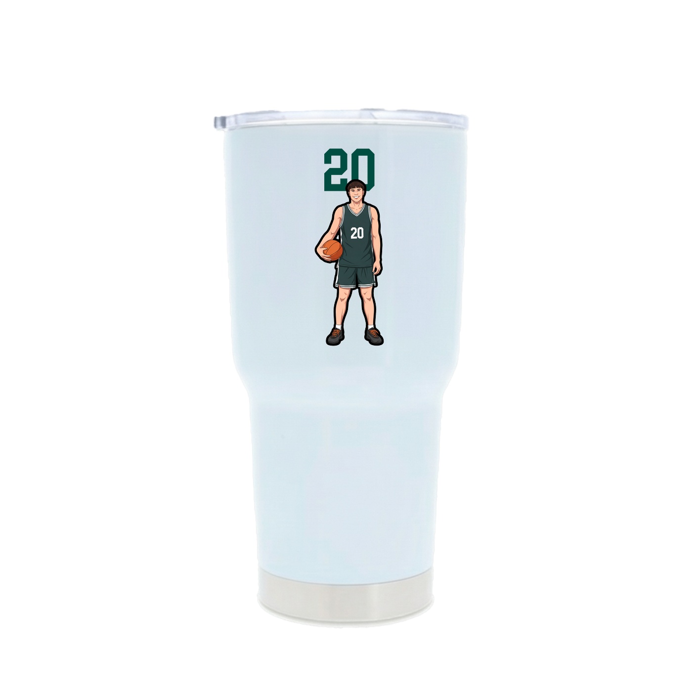 30oz Stainless Steel Tumbler — Number Top in White