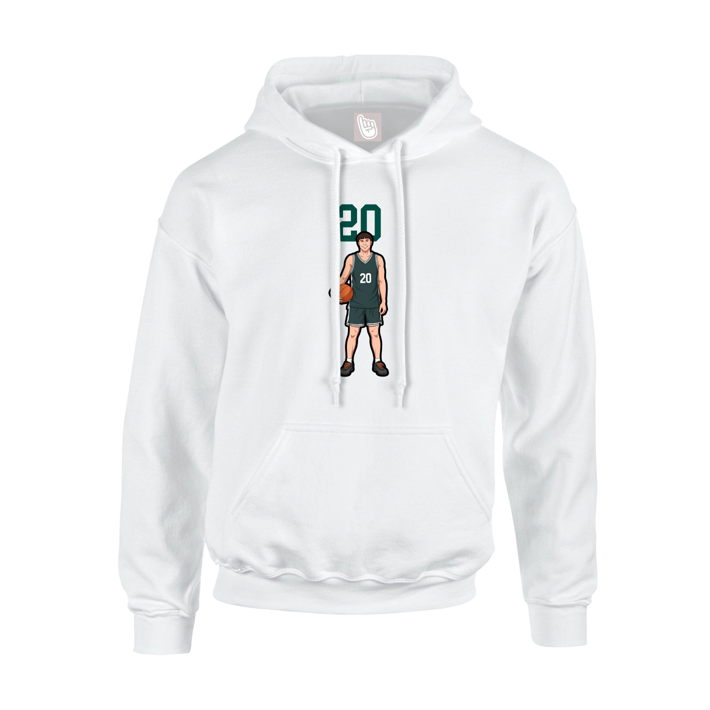 Youth Hoodie — Number Top in White