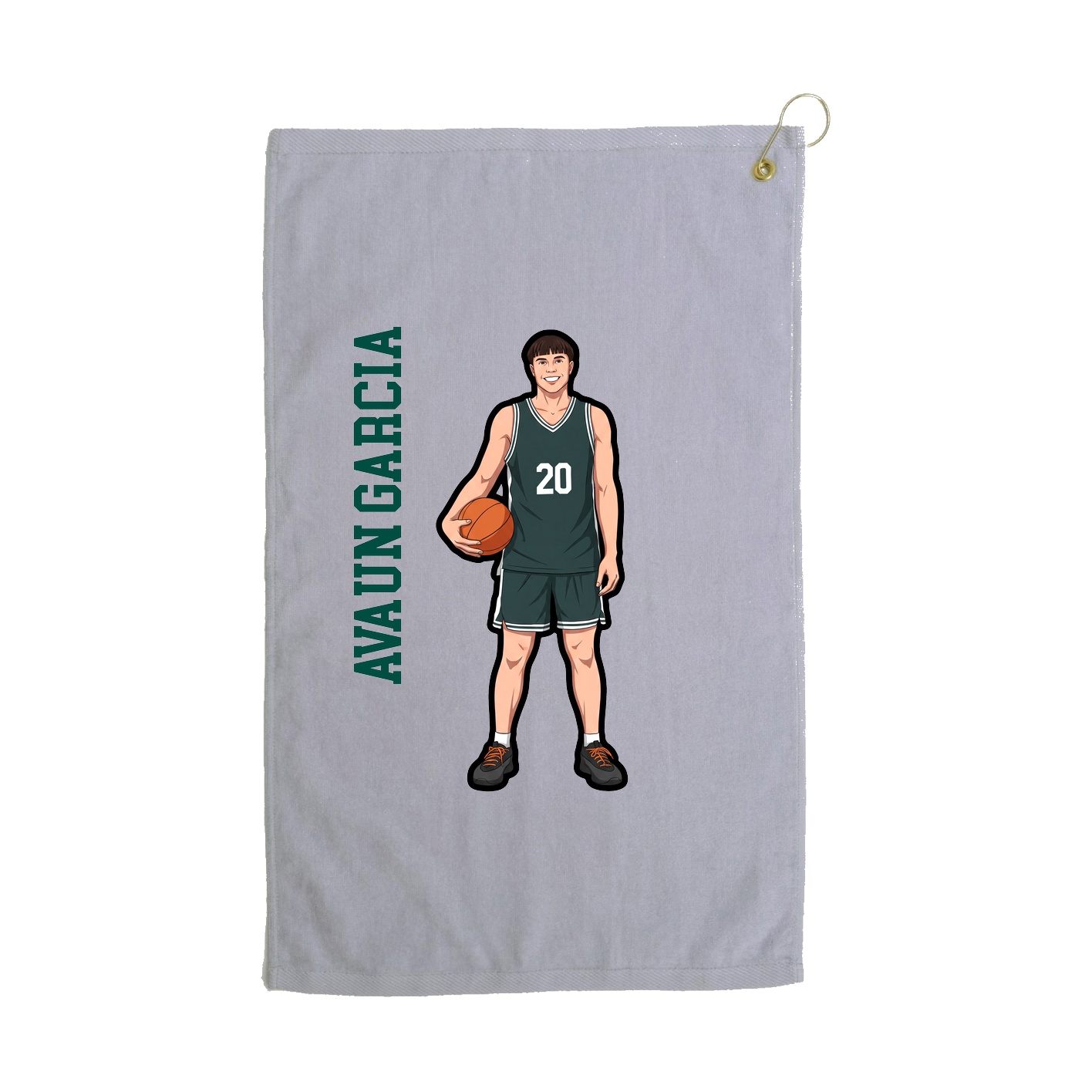 Golf Towel — Name Vertical in Grey