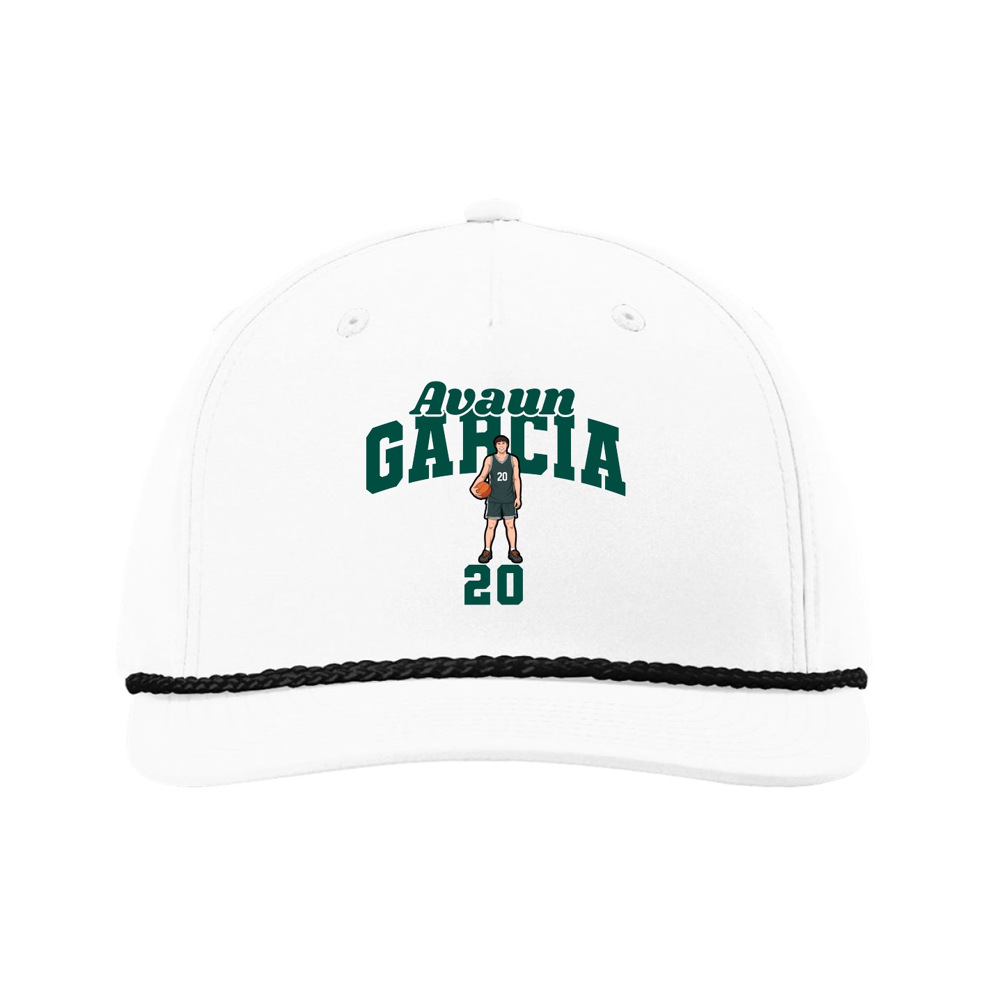 Five-Panel Classic Rope Cap — Signature Arch in White