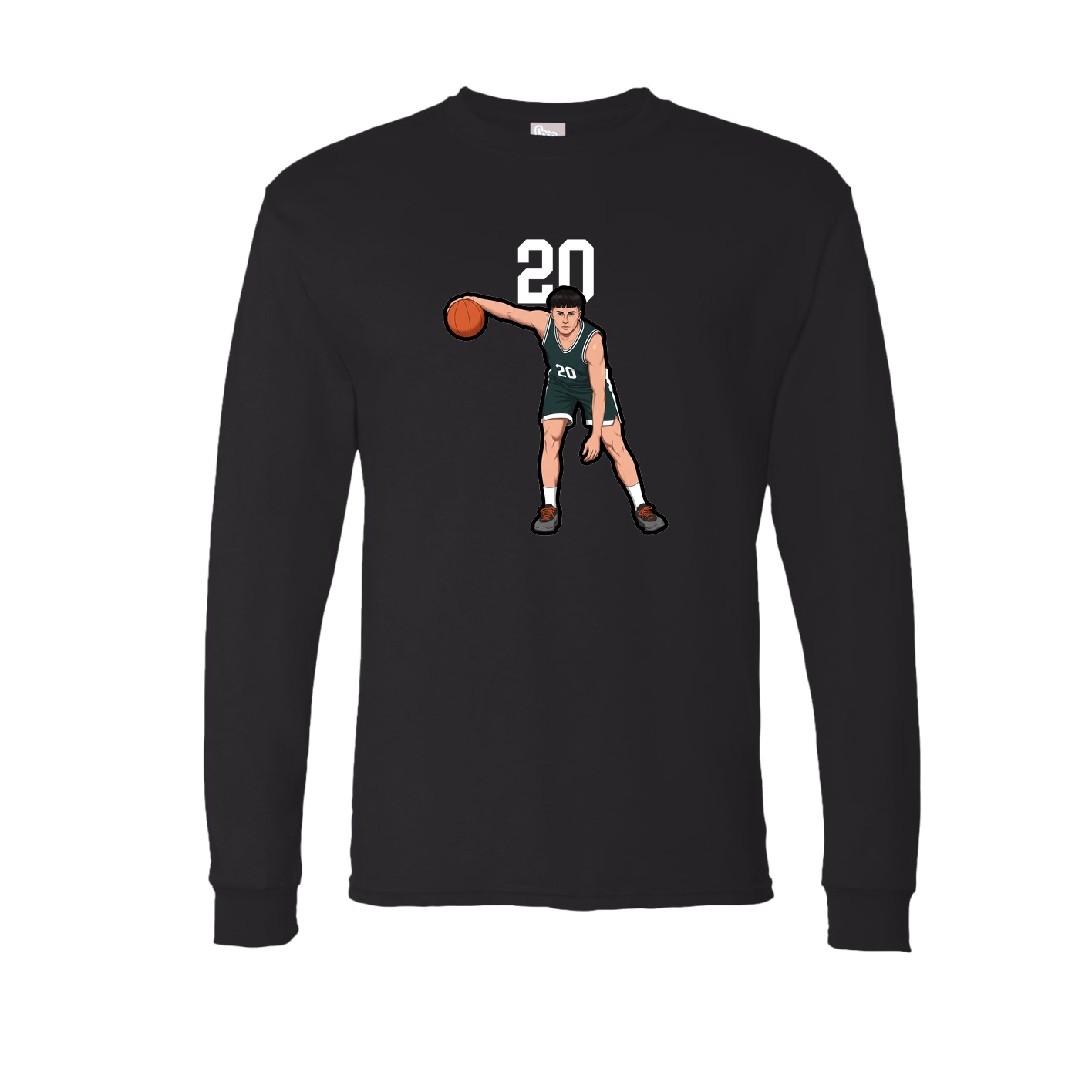Long Sleeve Tee — Number Top in Black