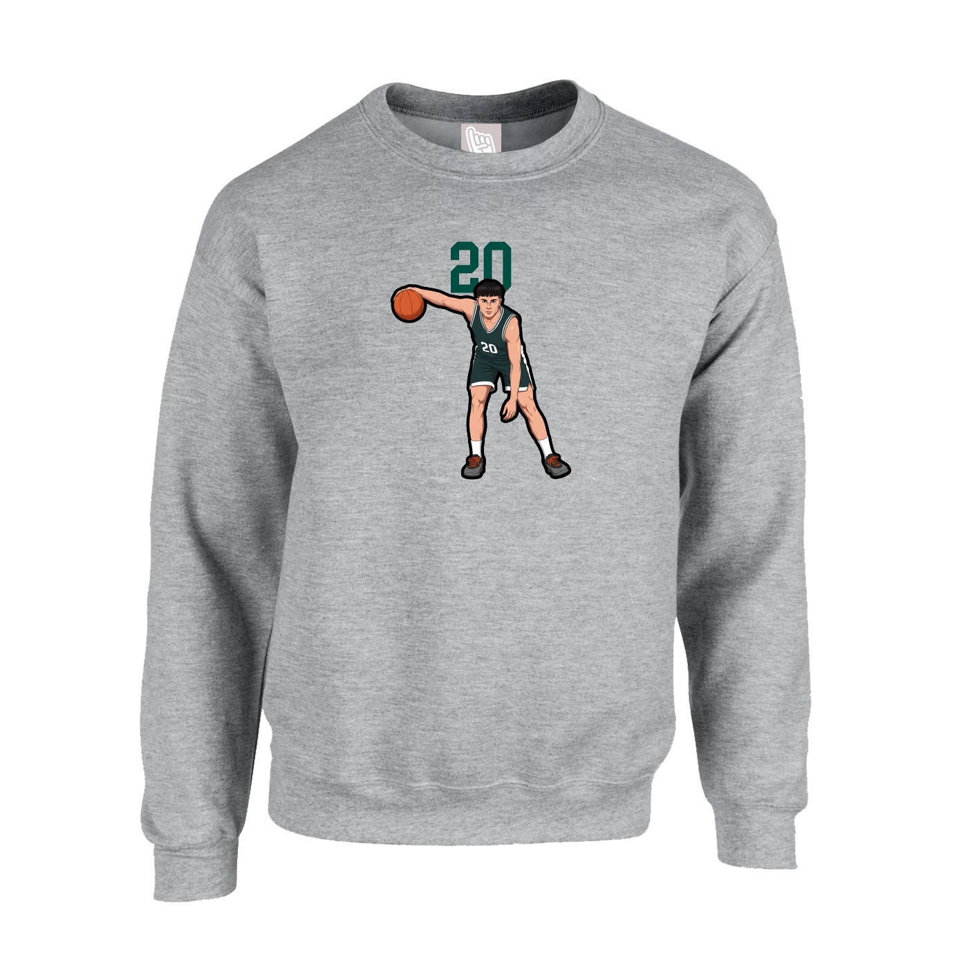 Fleece Crew — Number Top in Grey