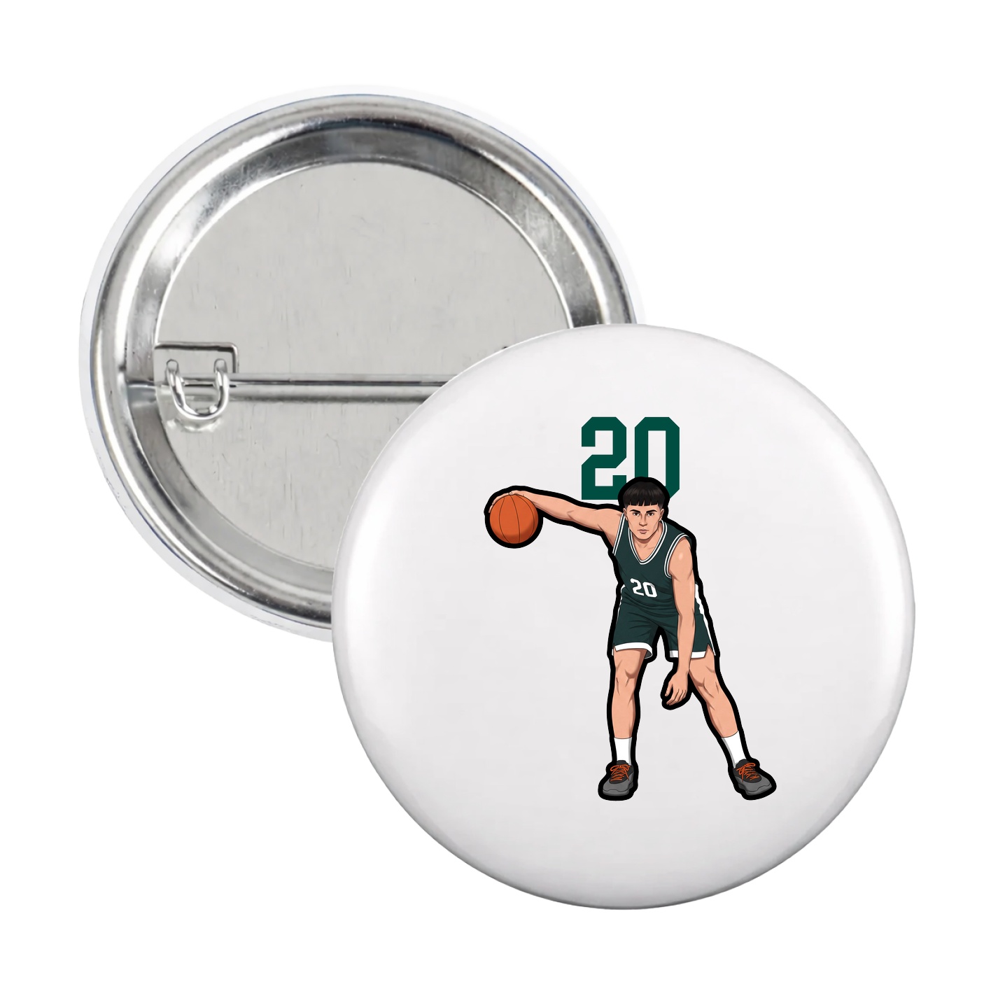 Game Day Button — Number Top in White