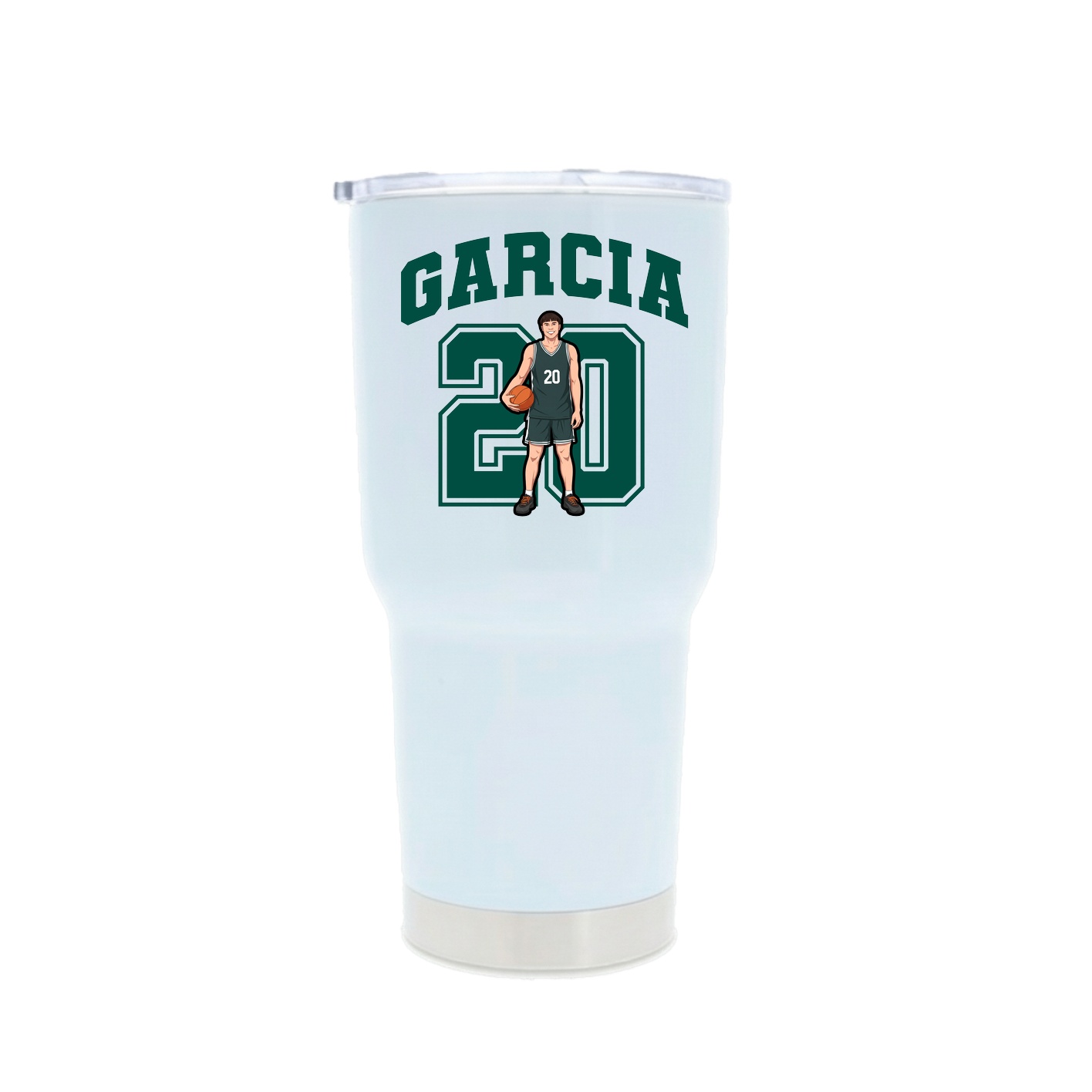30oz Stainless Steel Tumbler — Number in White