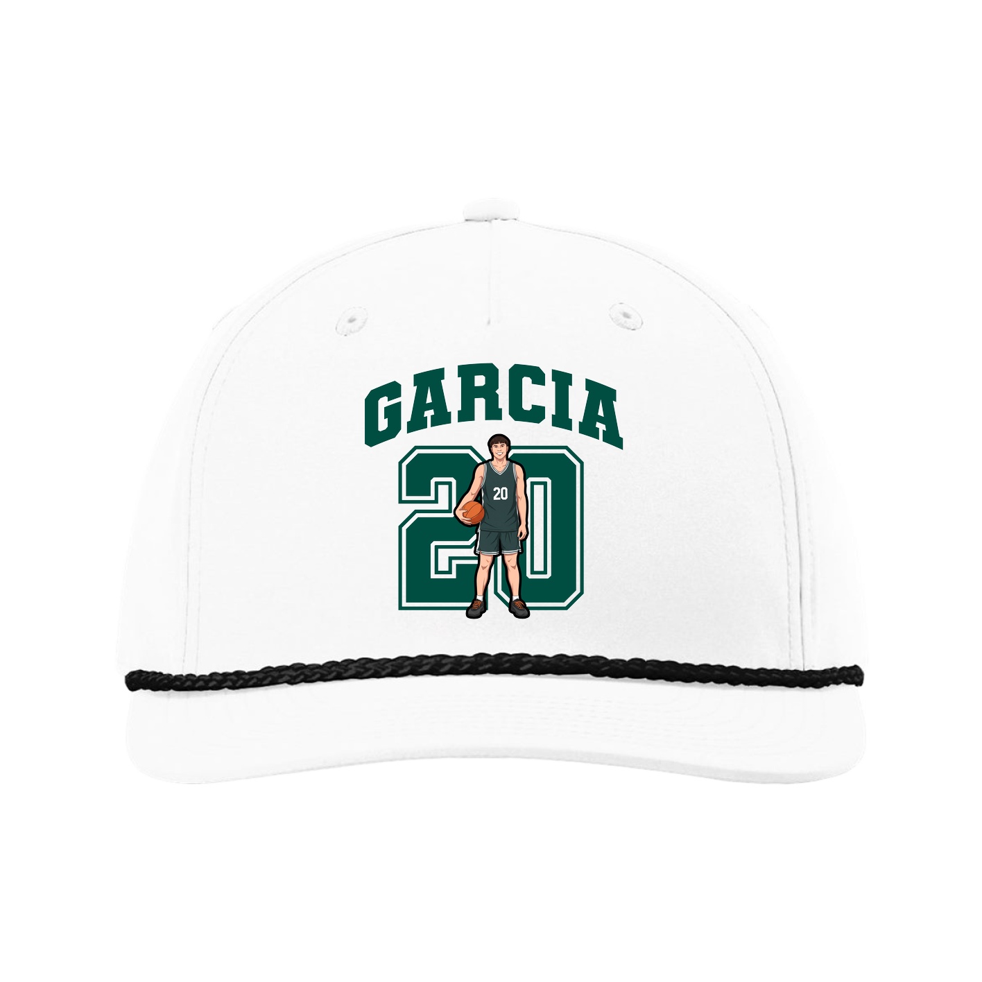 Five-Panel Classic Rope Cap — Number in White