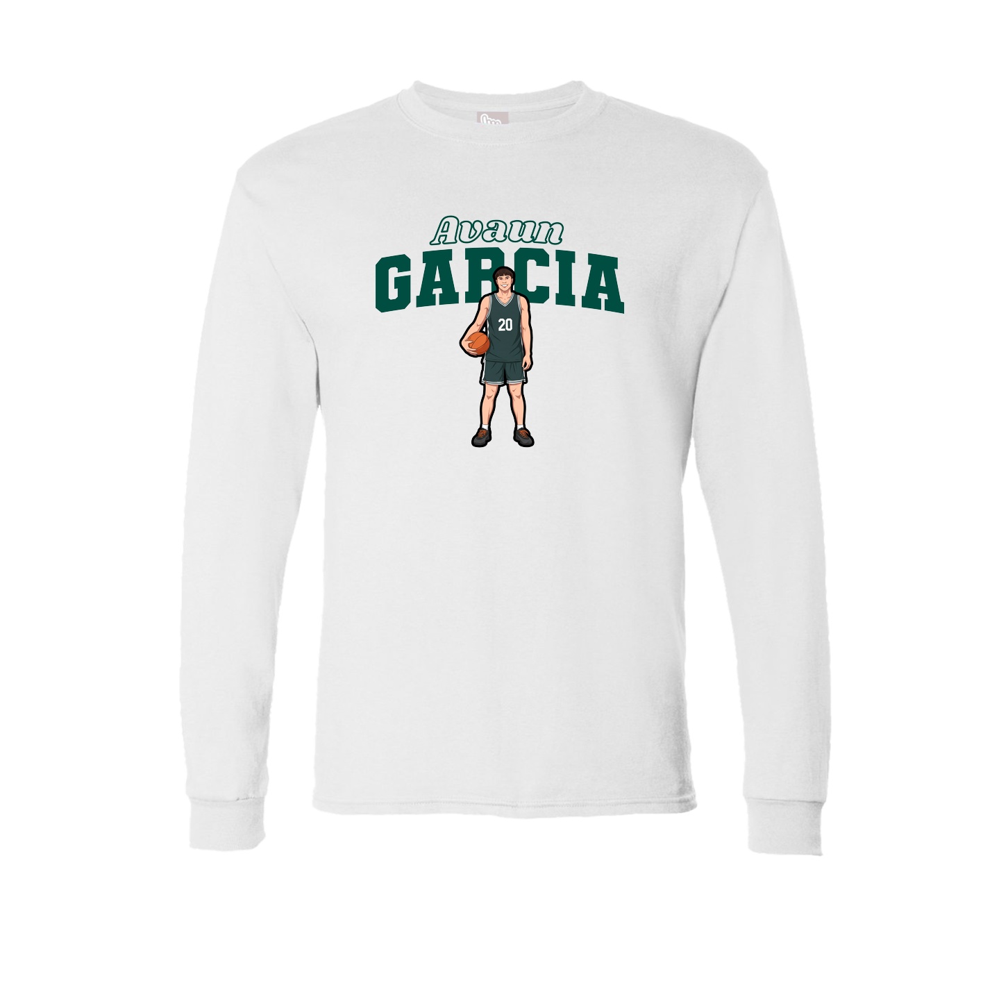 Long Sleeve Tee — Name Arch in White