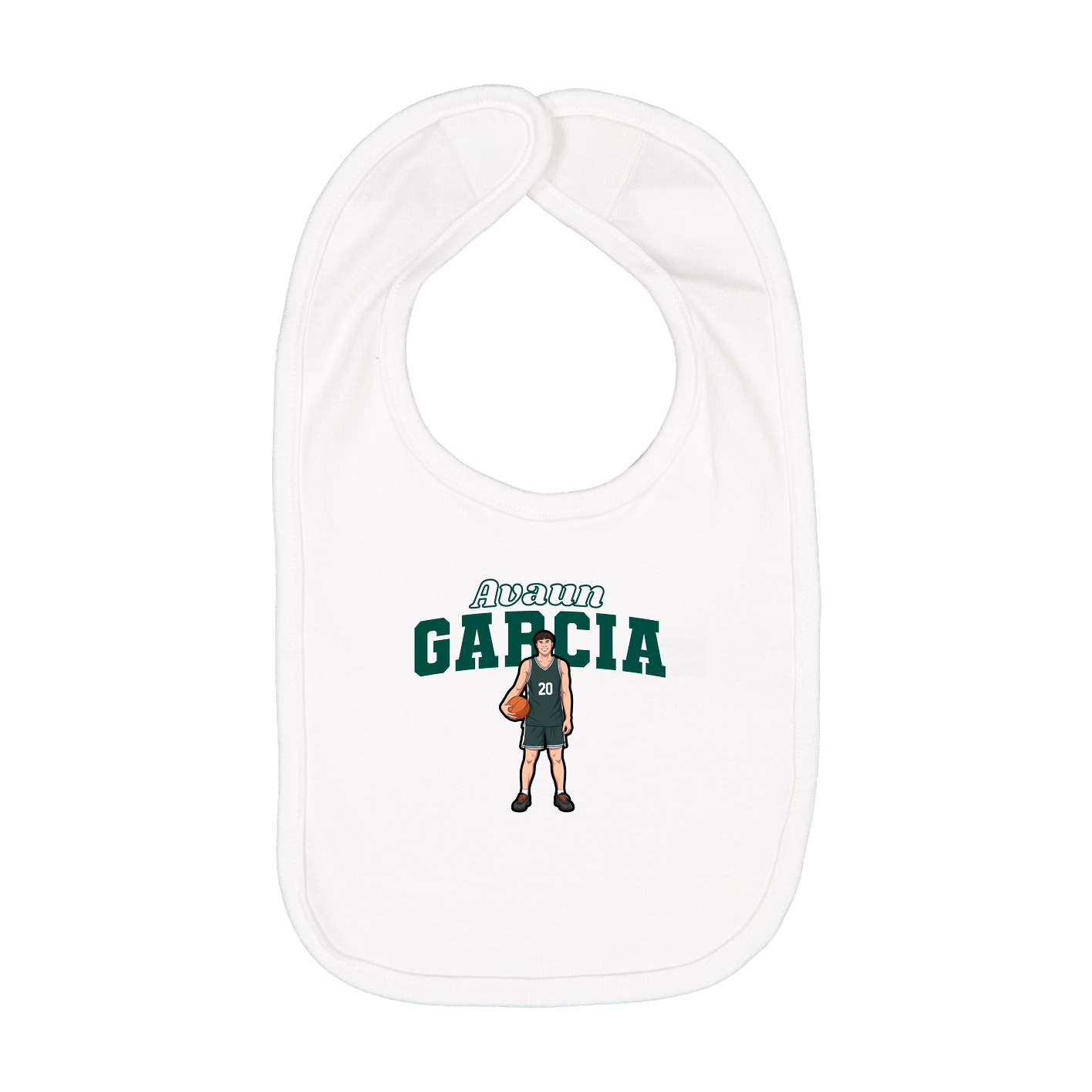 Infant Bib — Name Arch in White