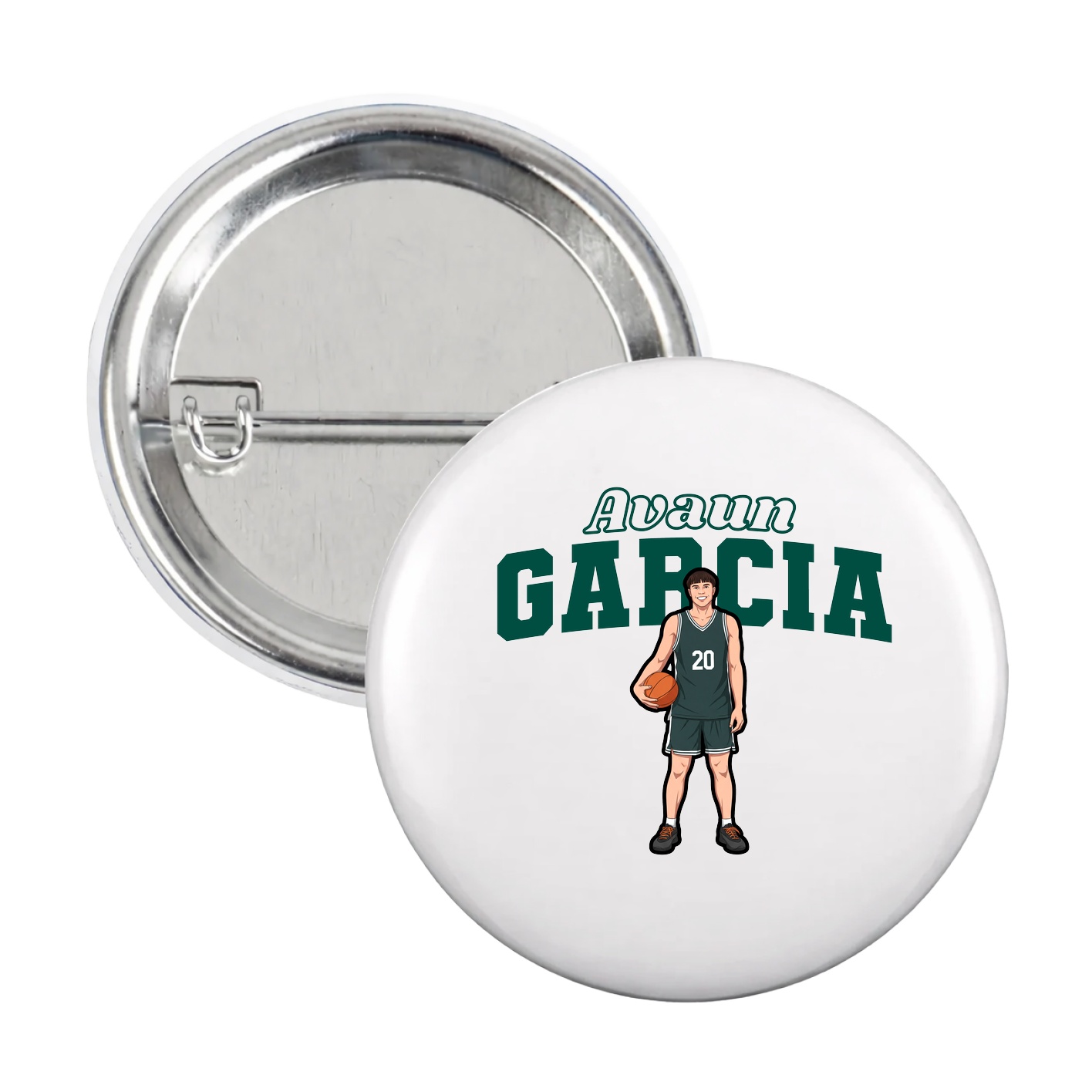 Game Day Button — Name Arch in White