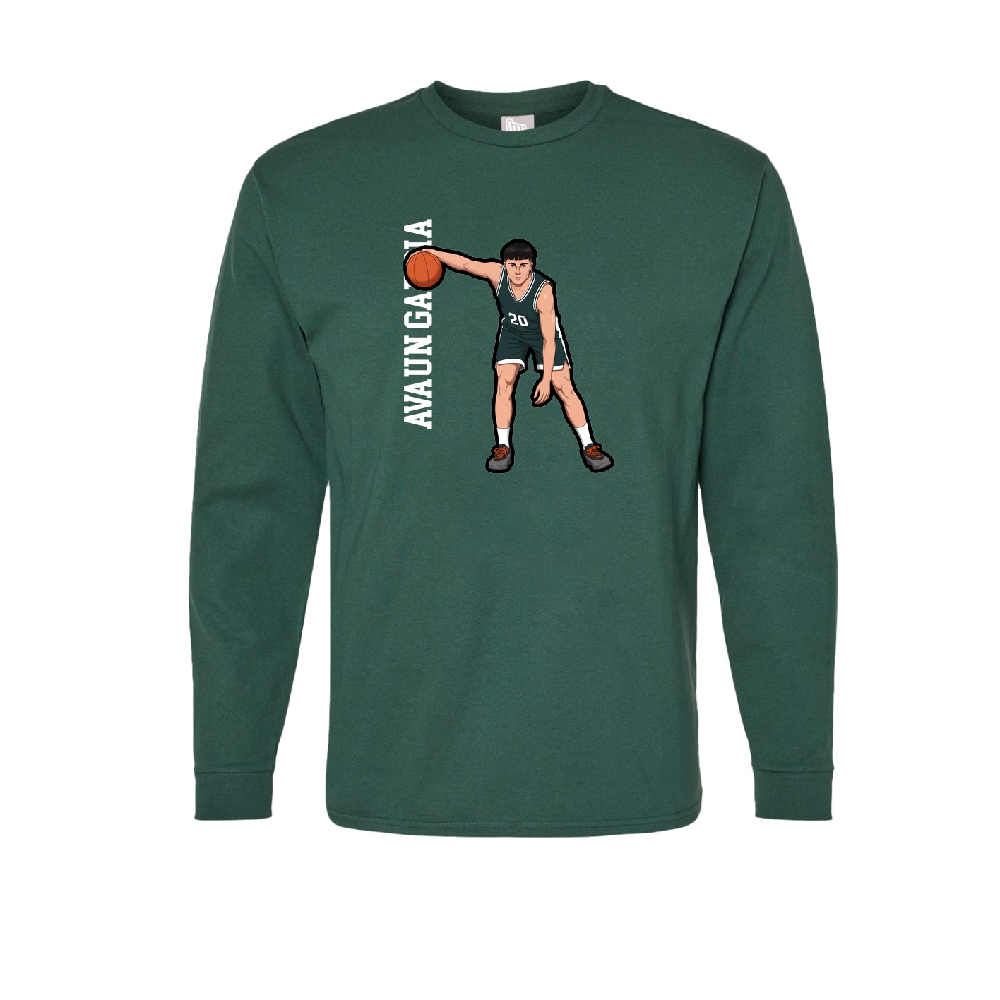 Long Sleeve Tee — Name Vertical in Green