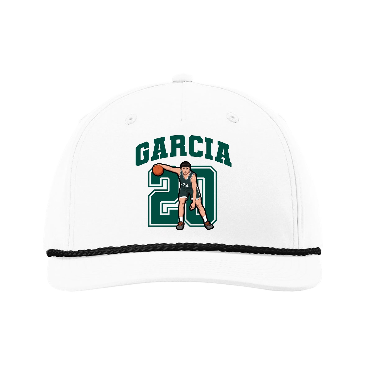 Five-Panel Classic Rope Cap — Number in White