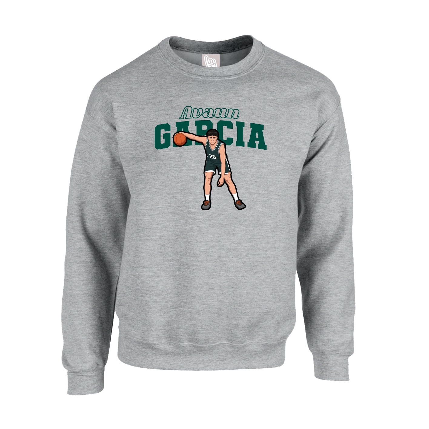 Fleece Crew — Name Arch in Grey
