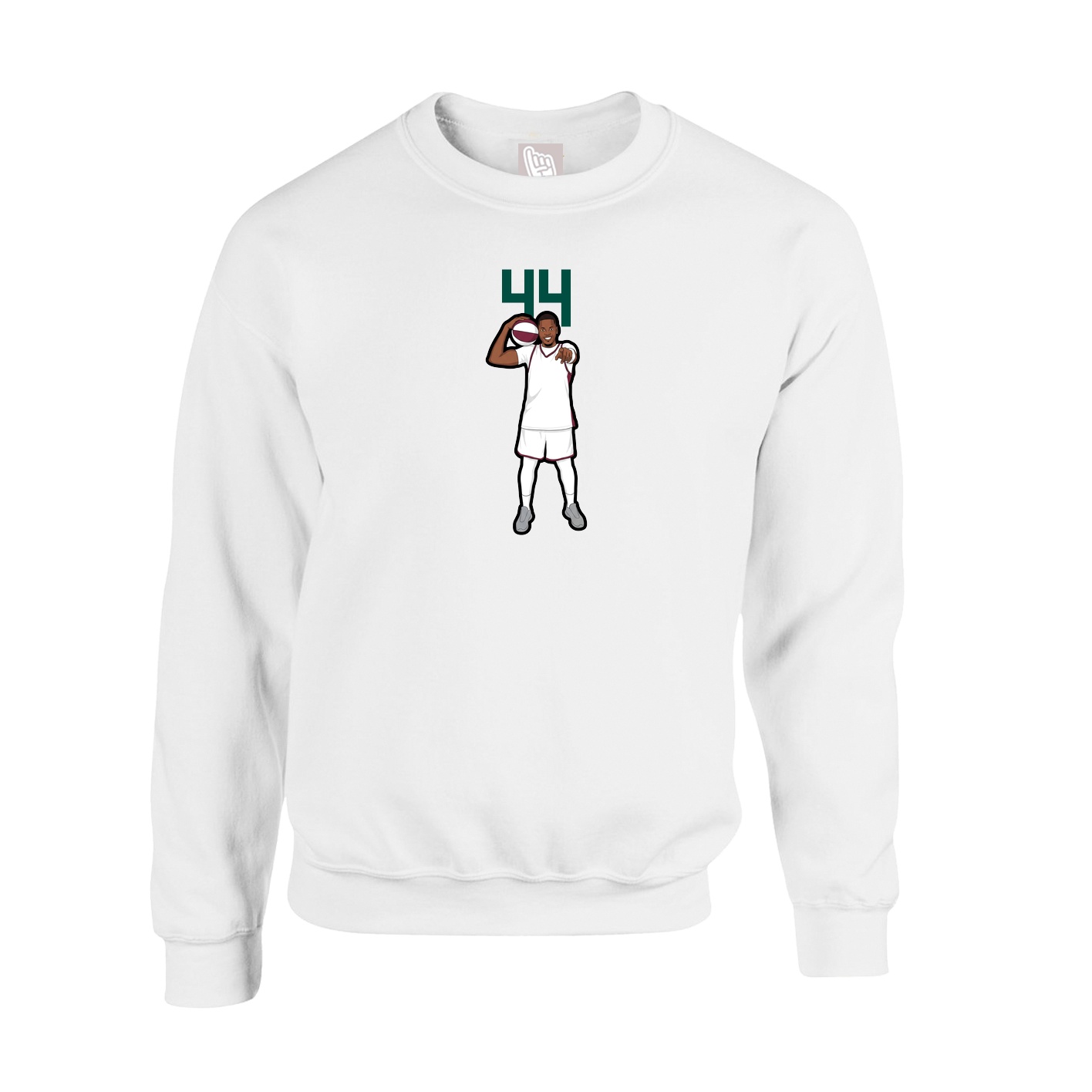 Fleece Crew — Number Top in White