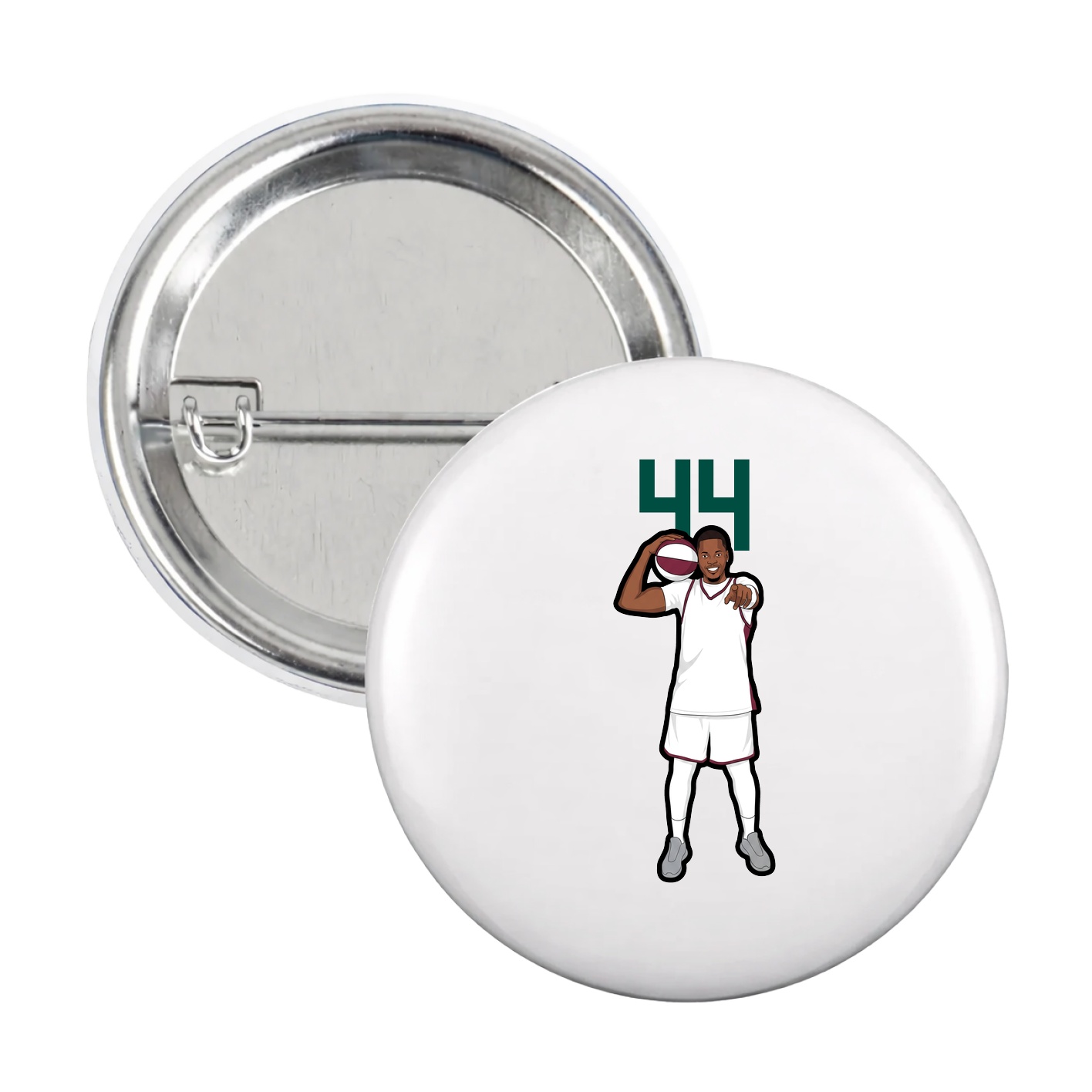 Game Day Button — Number Top in White