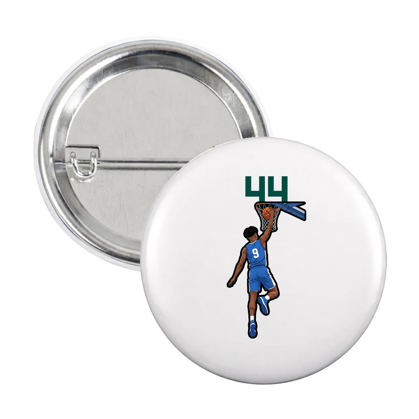 Game Day Button — Number Top in White