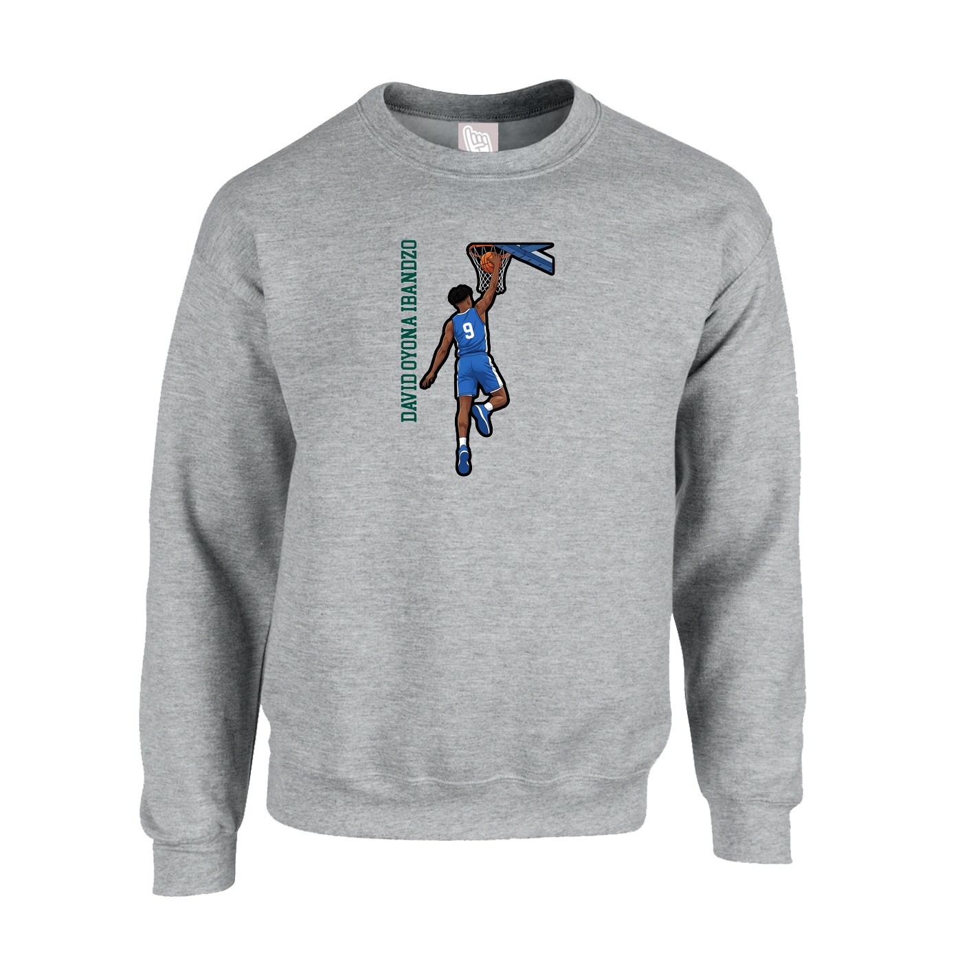 Fleece Crew — Name Vertical in Grey