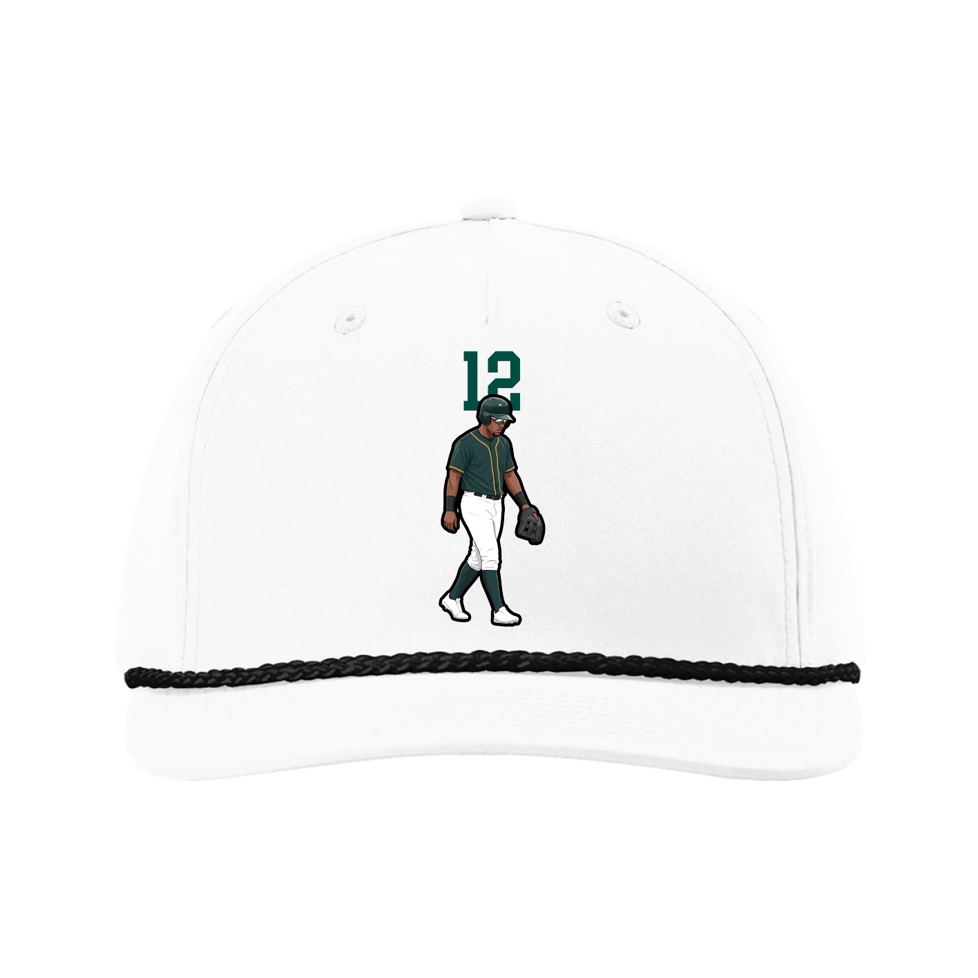 Five-Panel Classic Rope Cap — Number Top in White