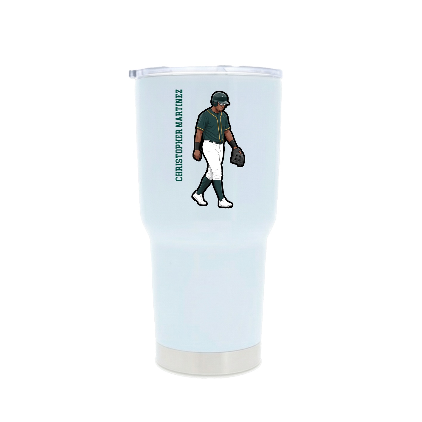 30oz Stainless Steel Tumbler — Name Vertical in White