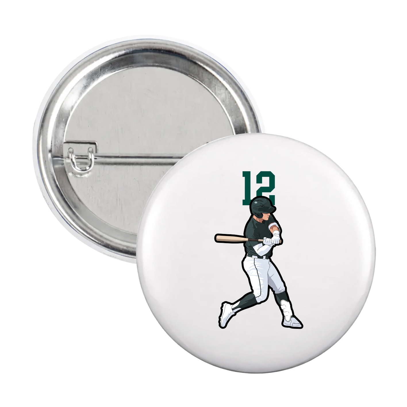 Game Day Button — Number Top in White