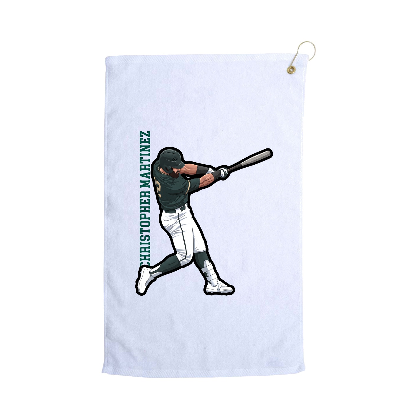 Golf Towel — Name Vertical in White