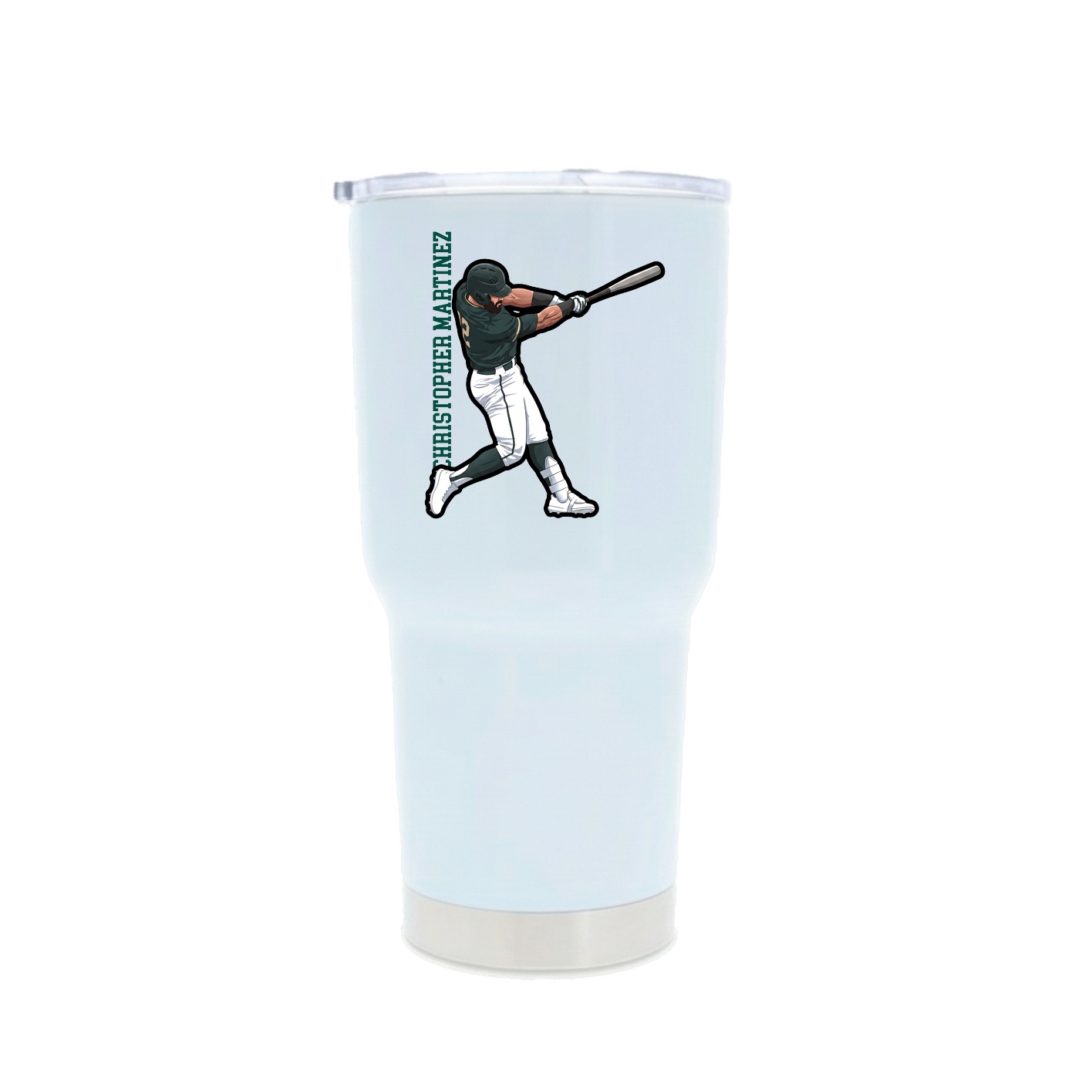 30oz Stainless Steel Tumbler — Name Vertical in White