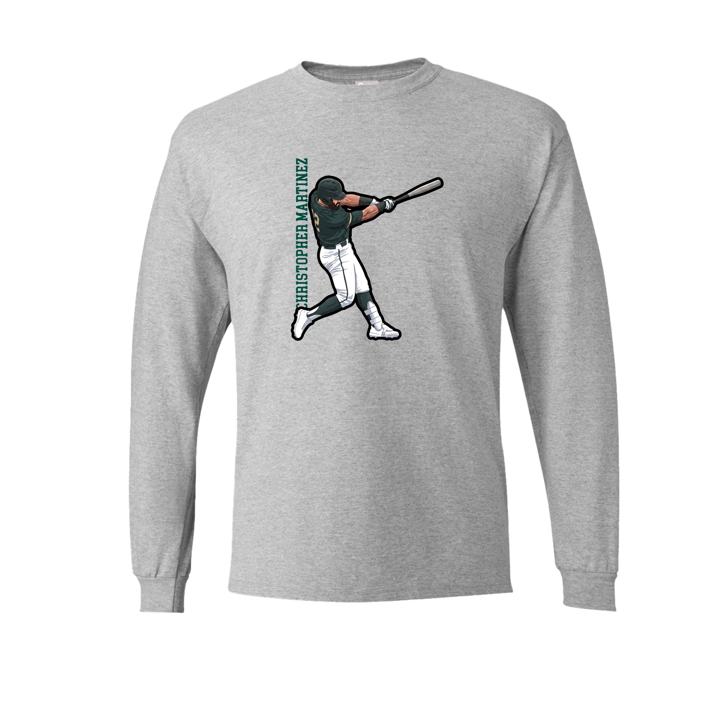 Long Sleeve Tee — Name Vertical in Grey
