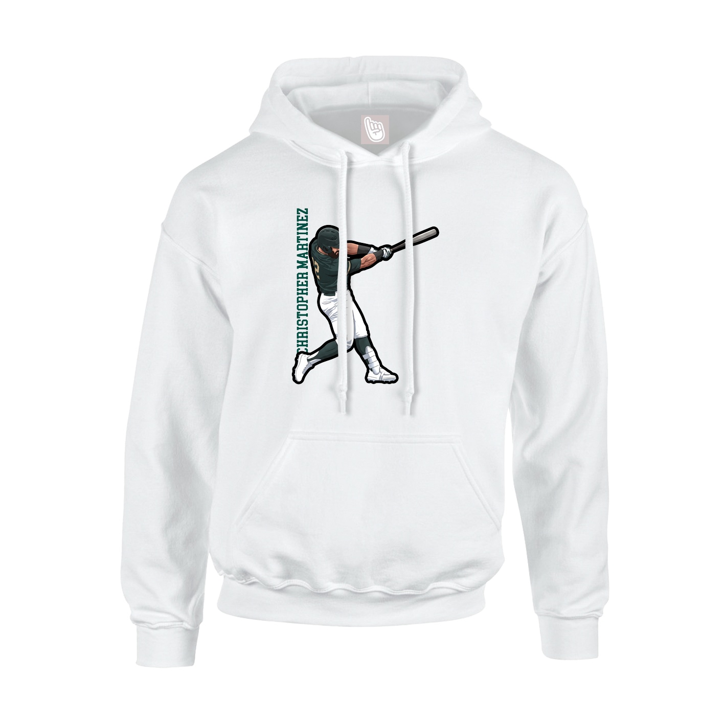 Youth Hoodie — Name Vertical in White