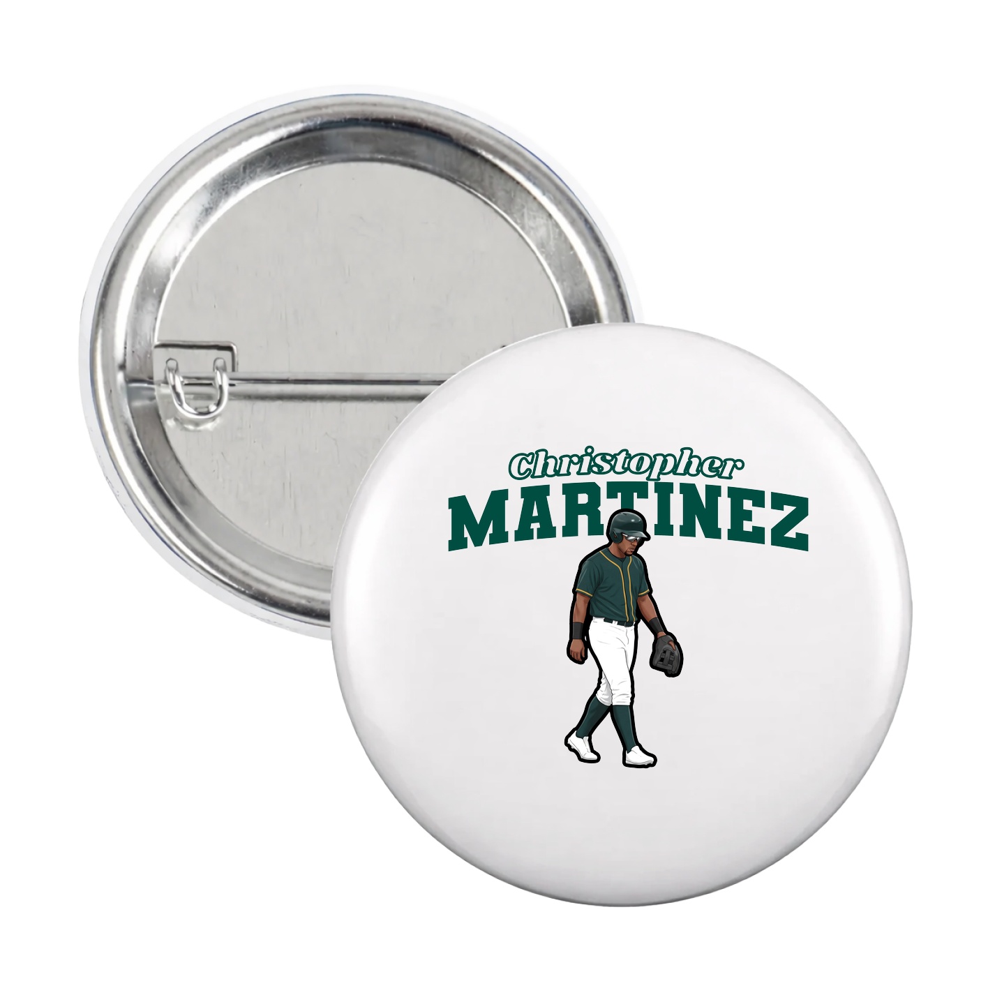 Game Day Button — Name Arch in White