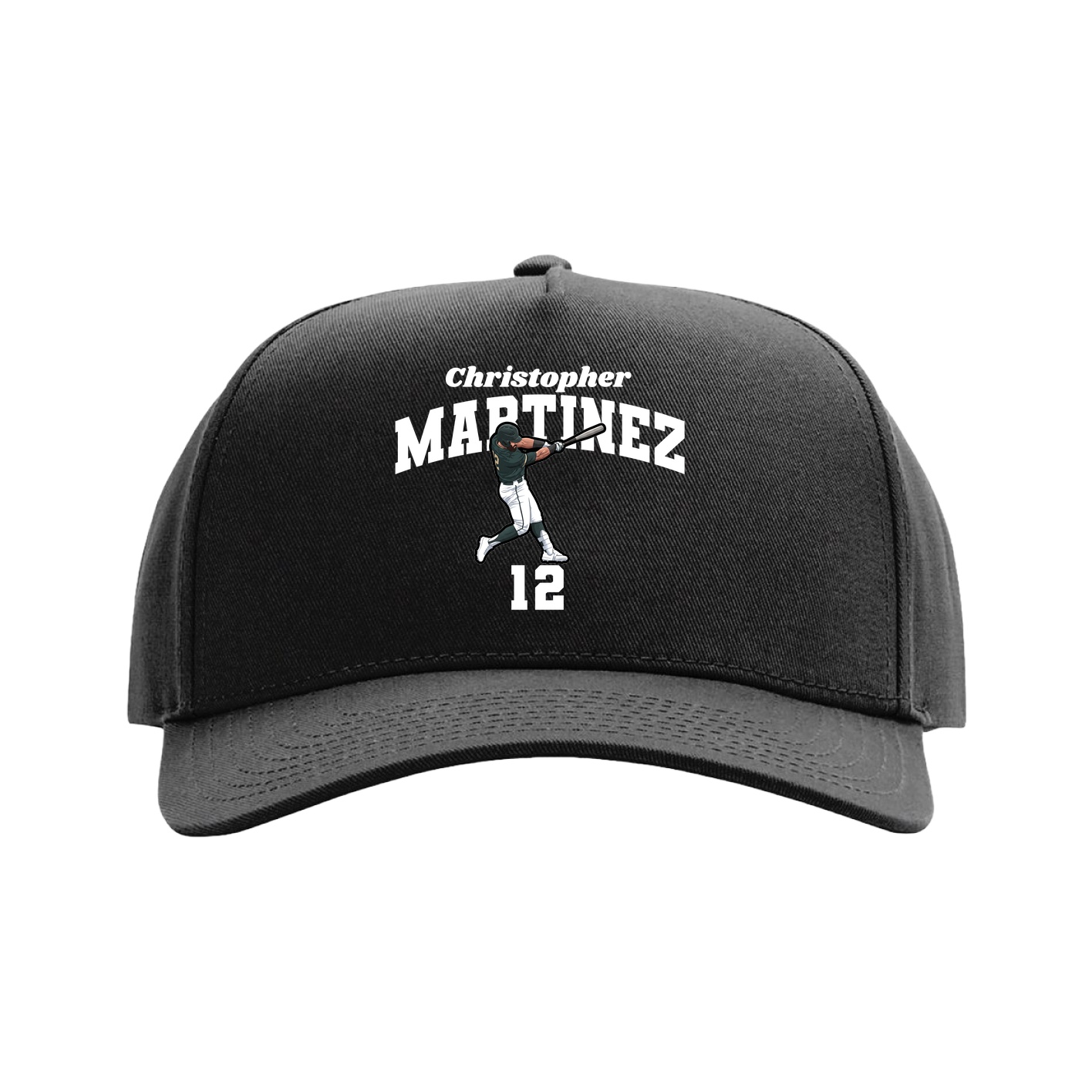 Full Fabric Five-Panel Champ Cap — Signature Arch in Black