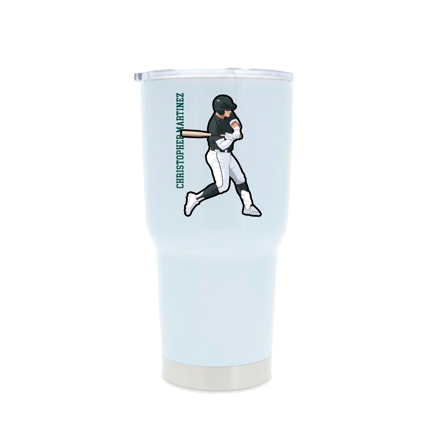 30oz Stainless Steel Tumbler — Name Vertical in White