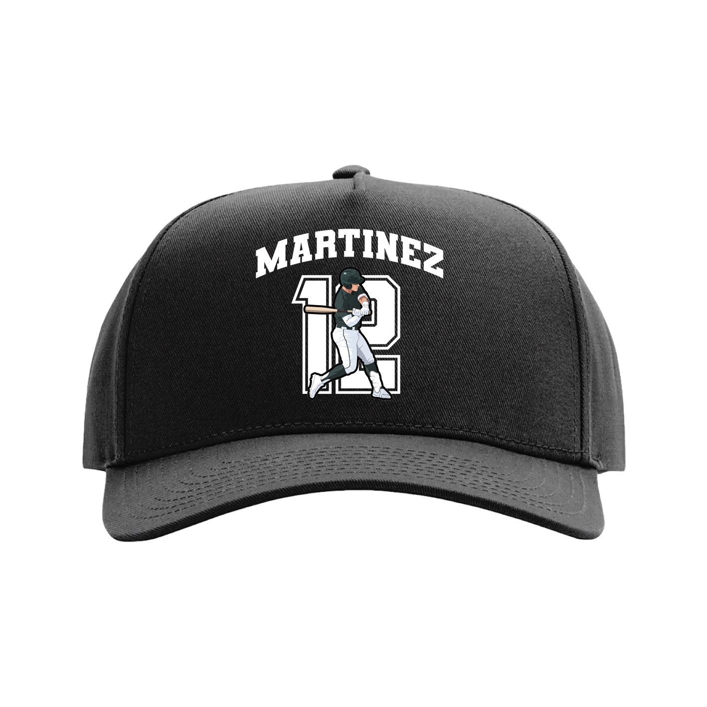 Full Fabric Five-Panel Champ Cap — Number in Black