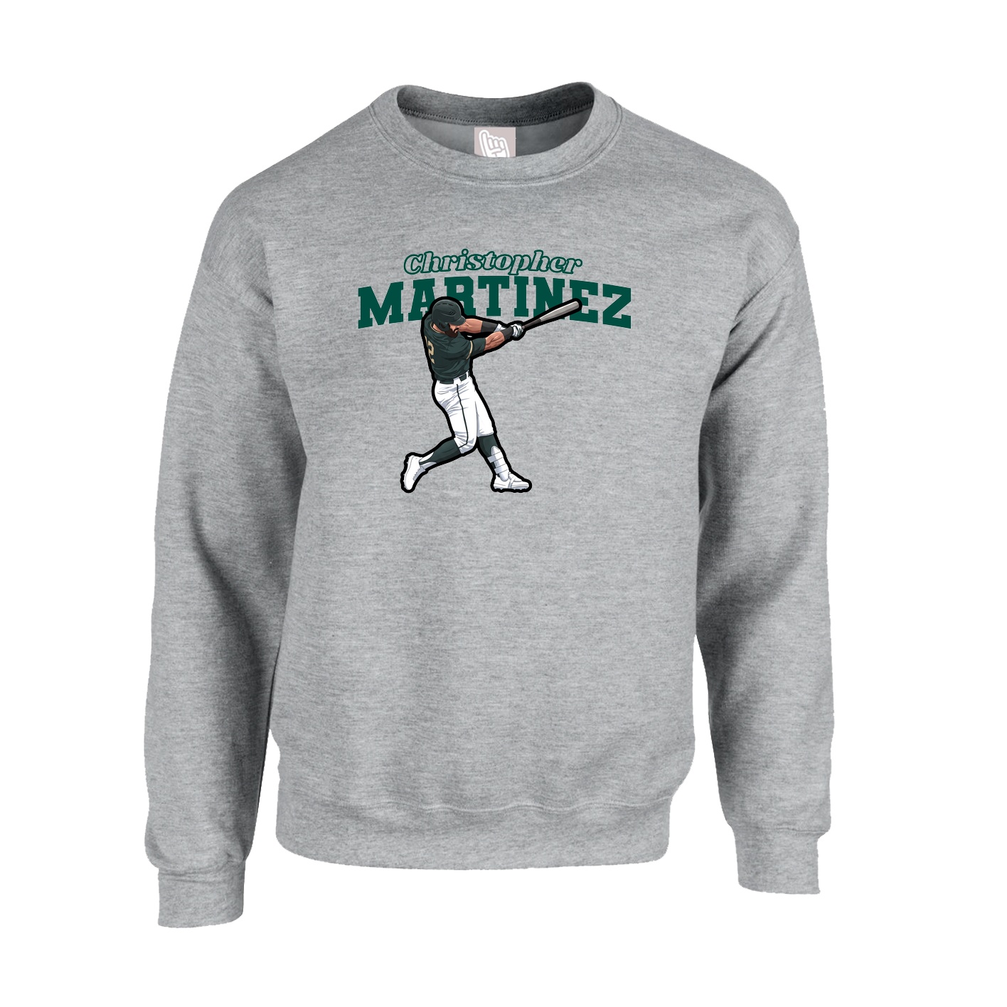 Fleece Crew — Name Arch in Grey
