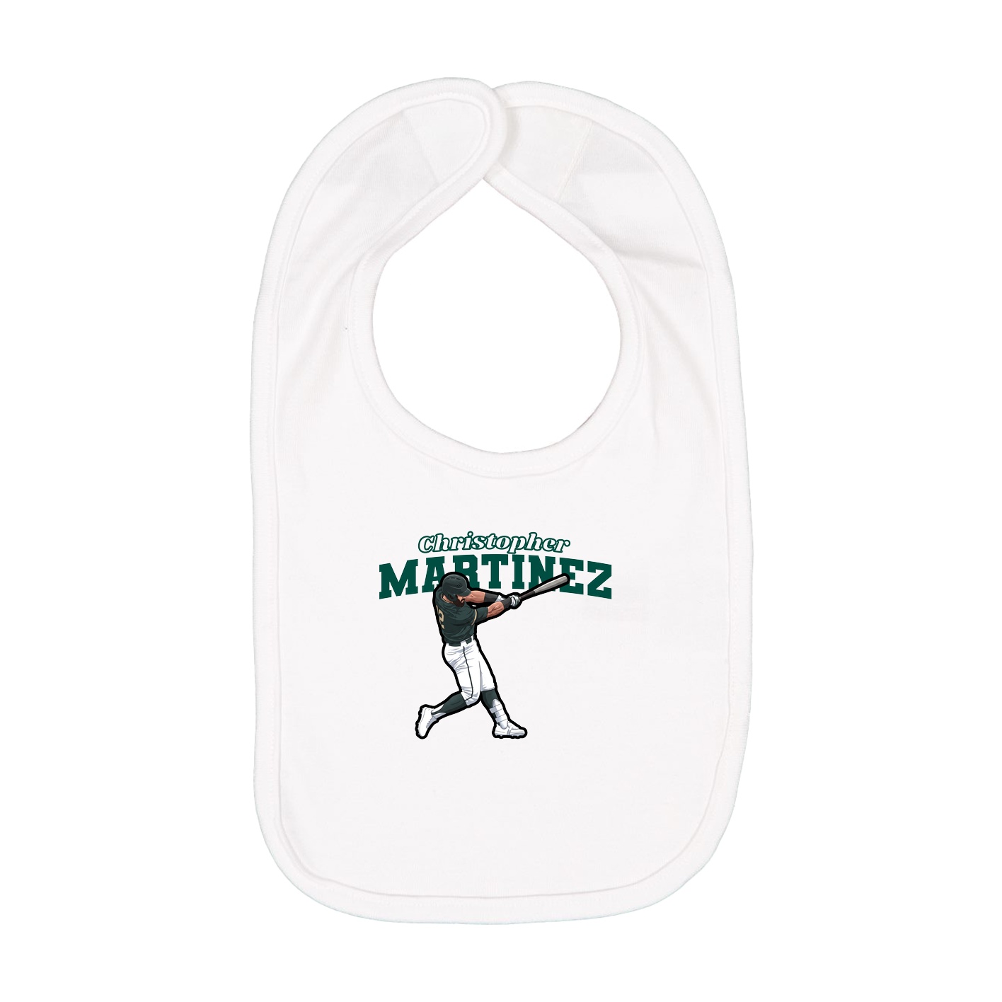Infant Bib — Name Arch in White