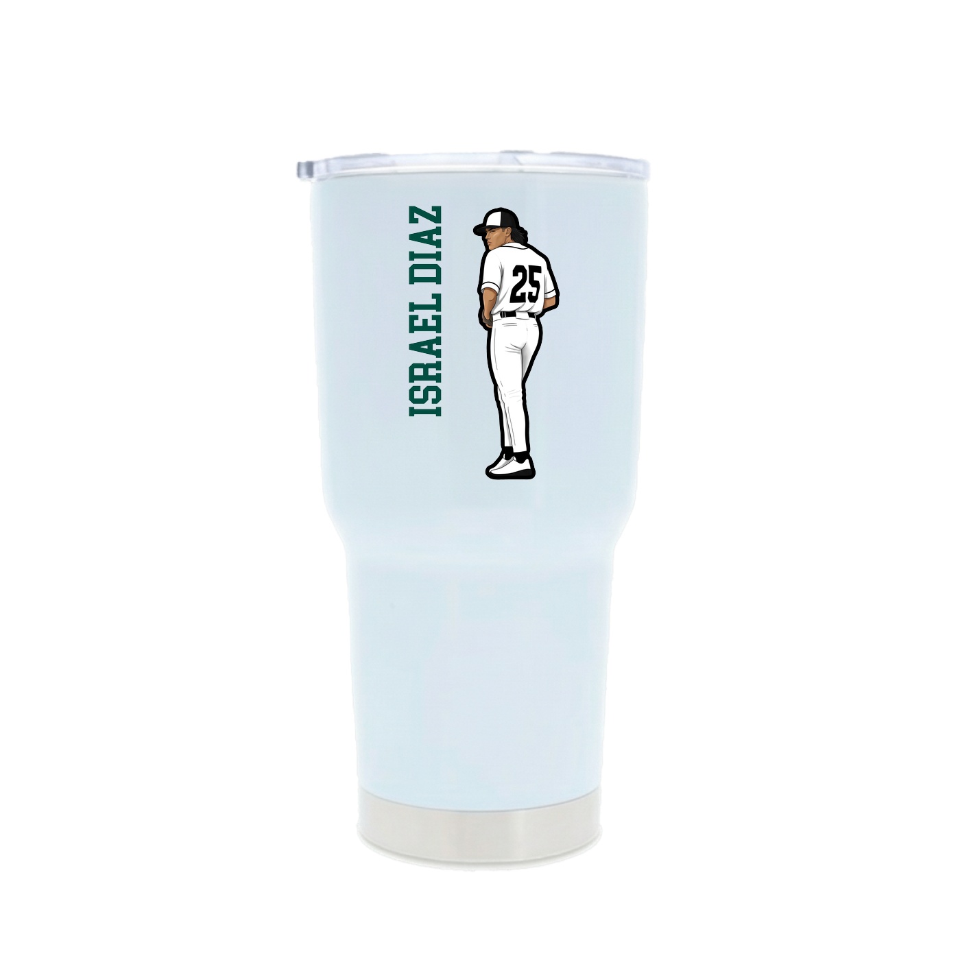30oz Stainless Steel Tumbler — Name Vertical in White