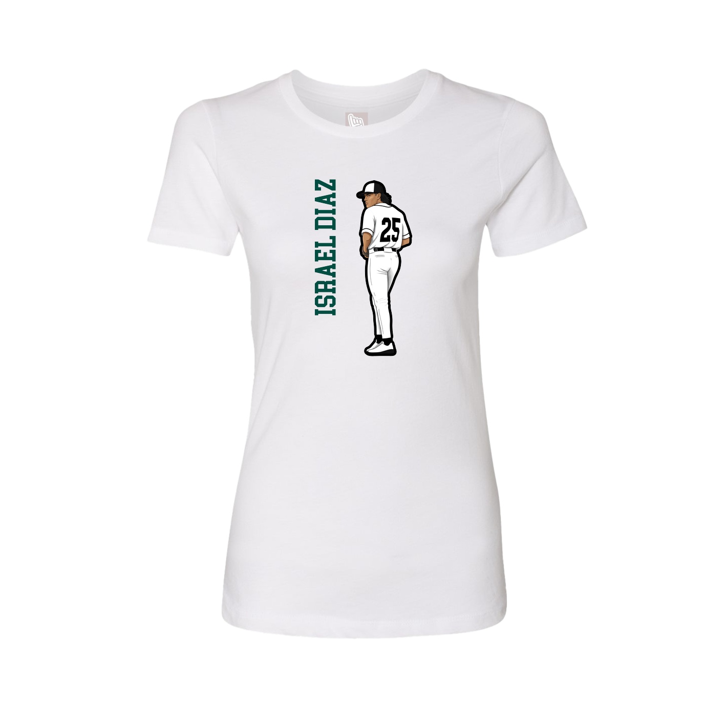 Fitted Women's Tee — Name Vertical in White