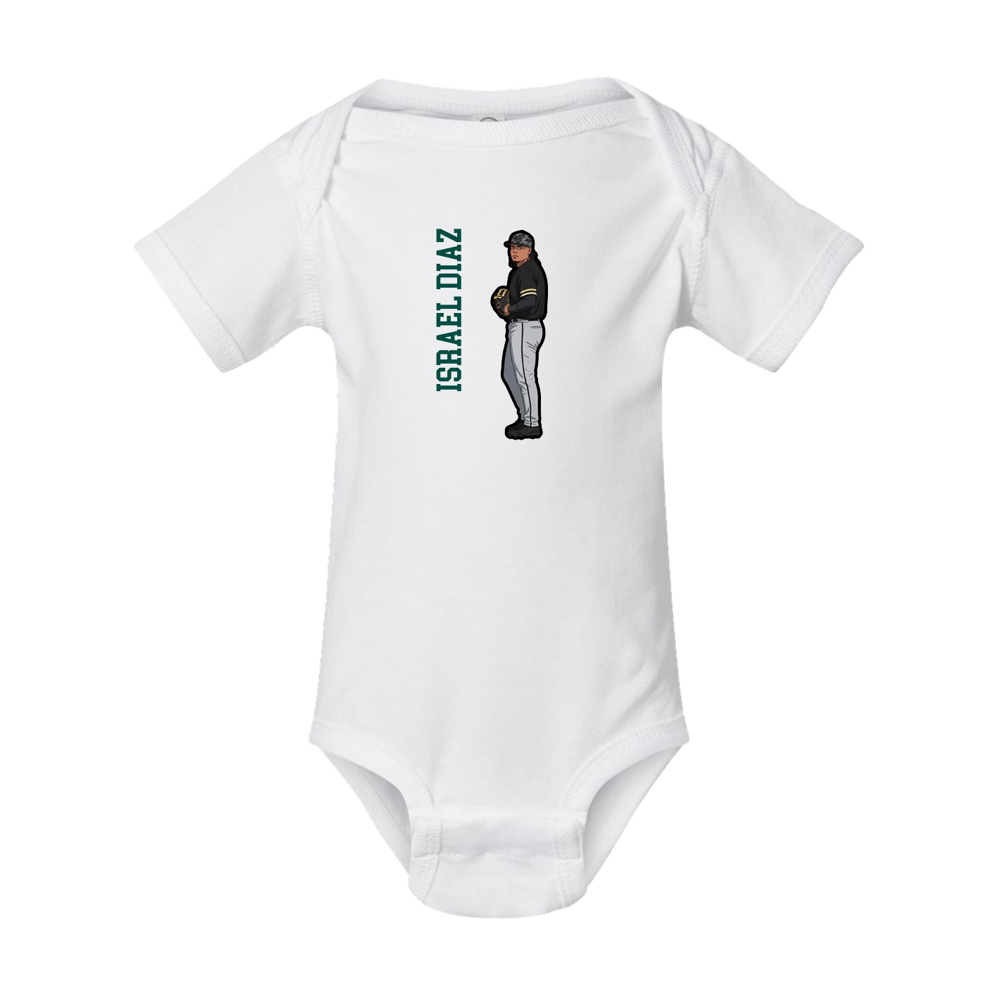 Baby Onesie — Name Vertical in White