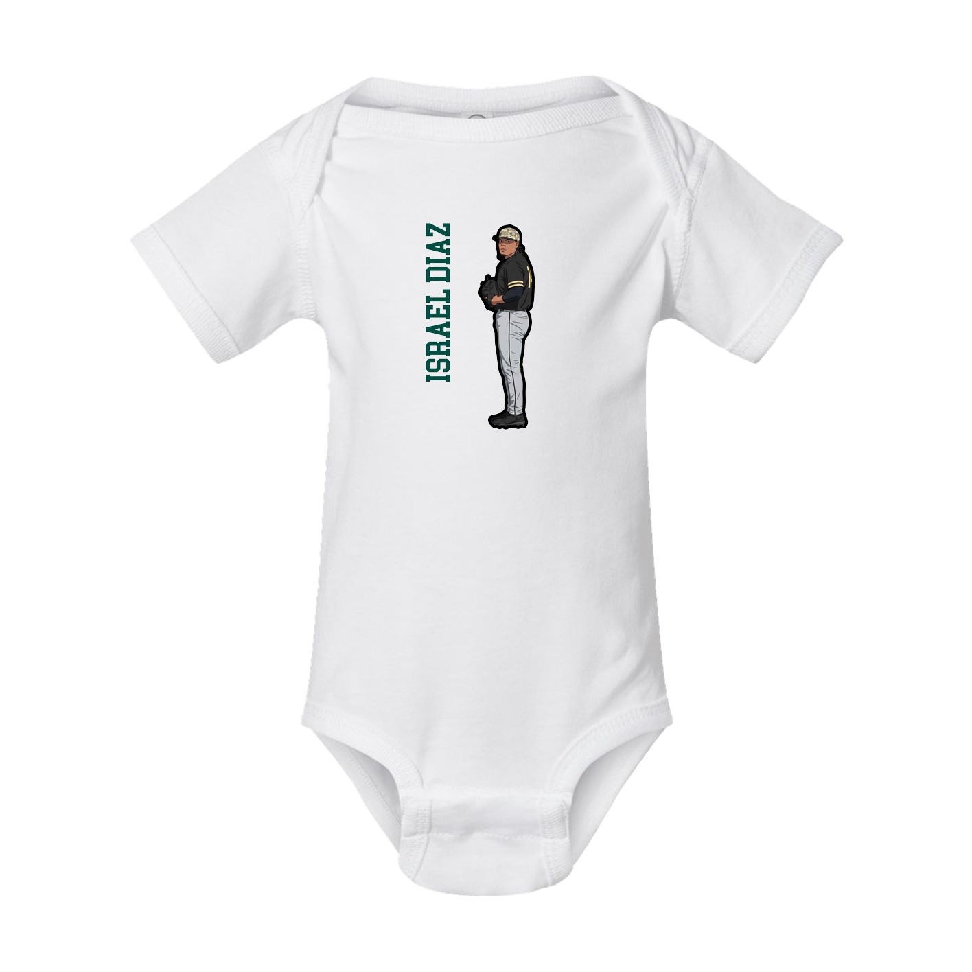 Baby Onesie — Name Vertical in White