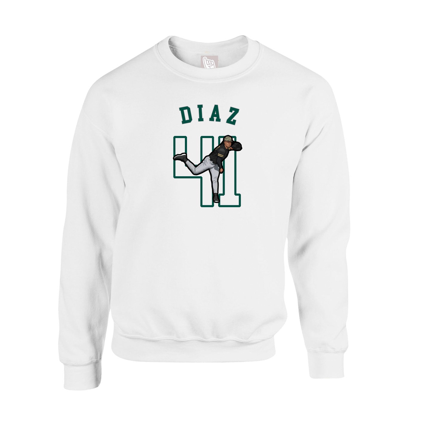 Fleece Crew — Shirsey Arch in White