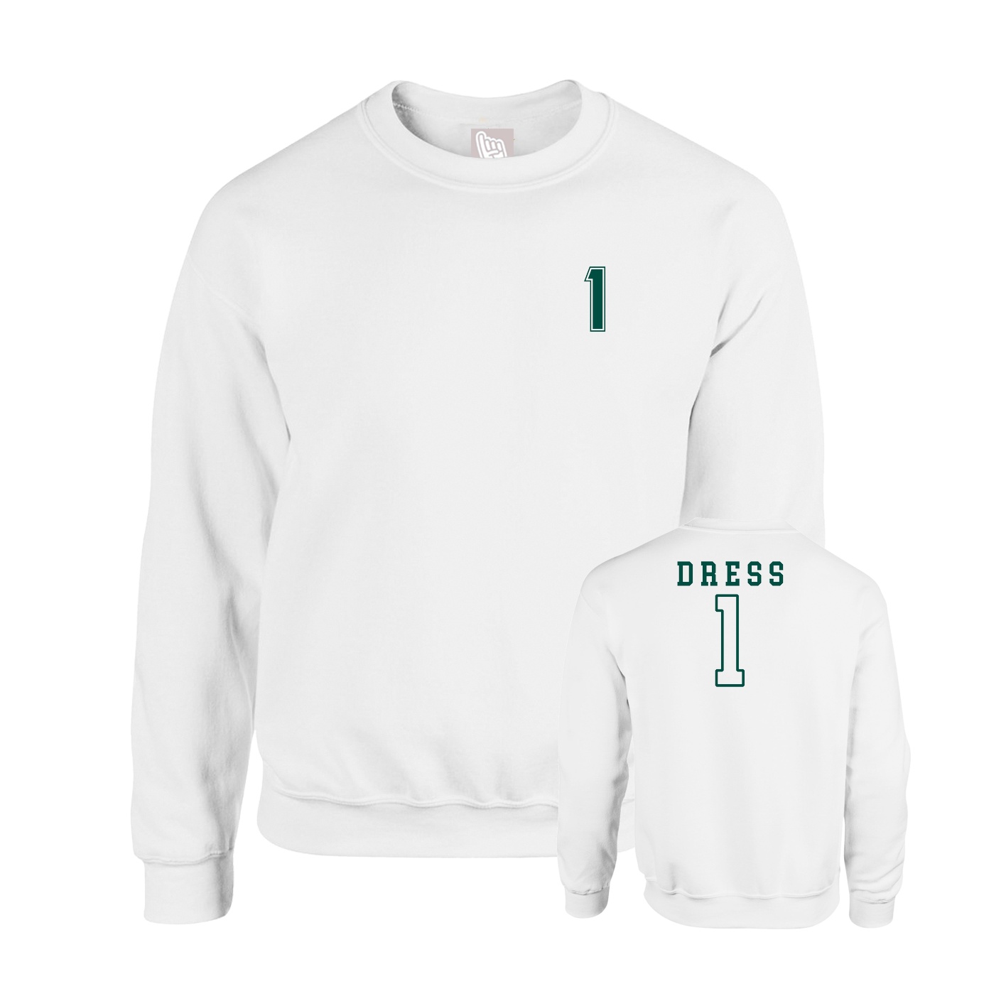 Fleece Crew — Chest Back in White