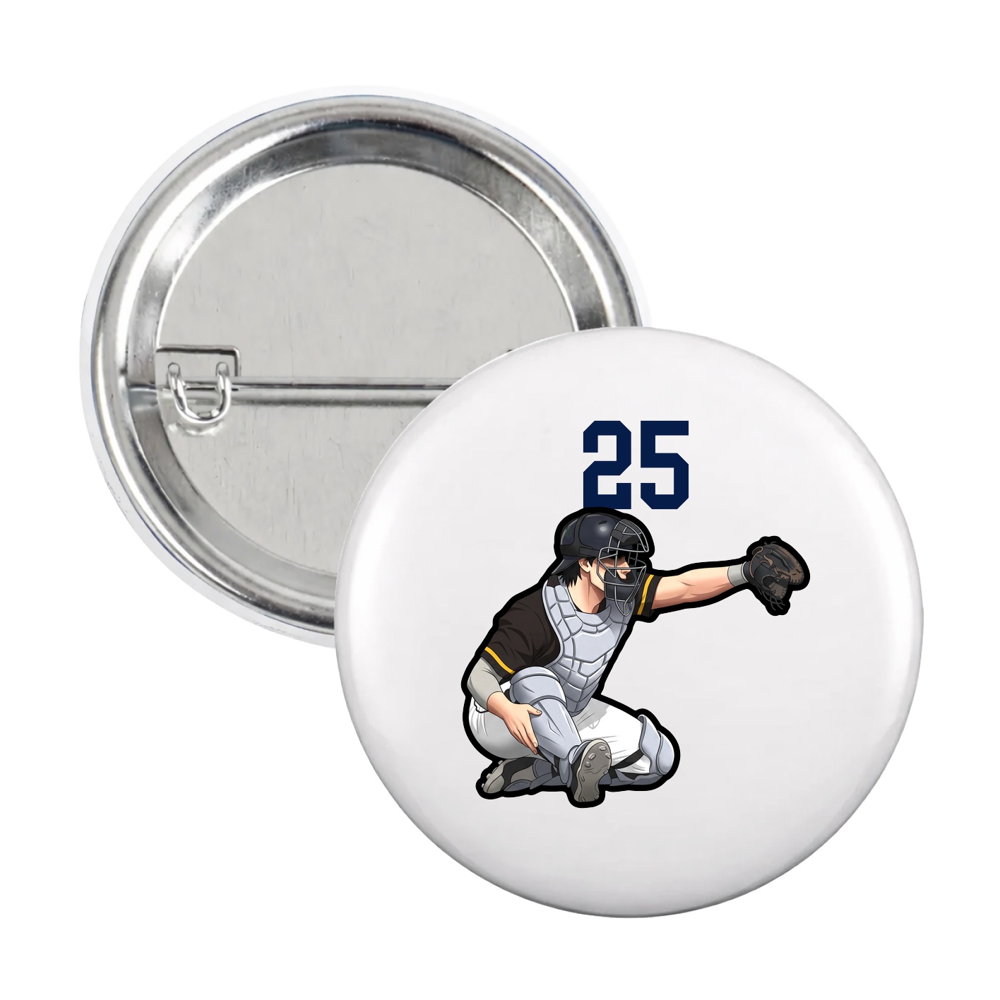 Game Day Button — Number Top in White
