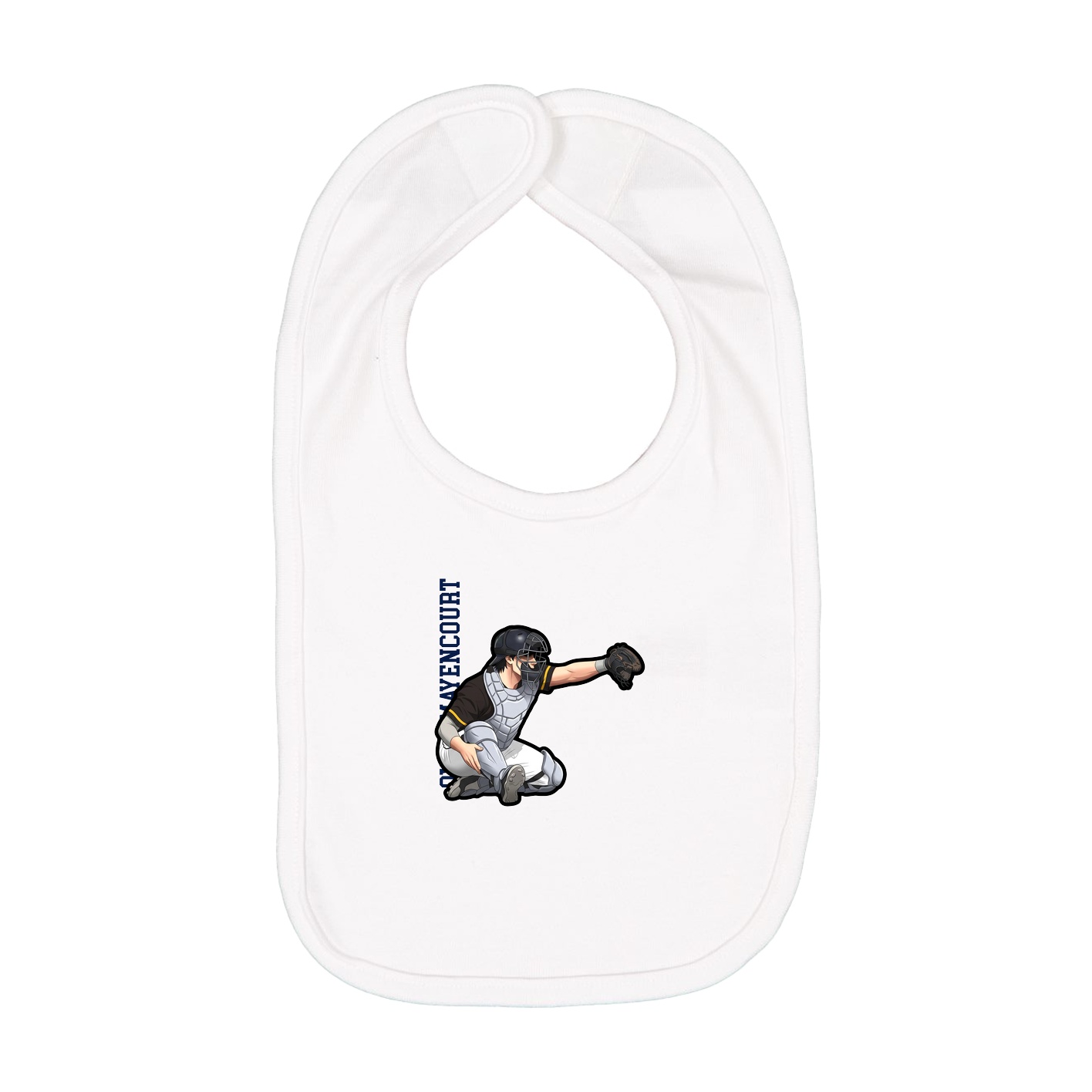 Infant Bib — Name Vertical in White